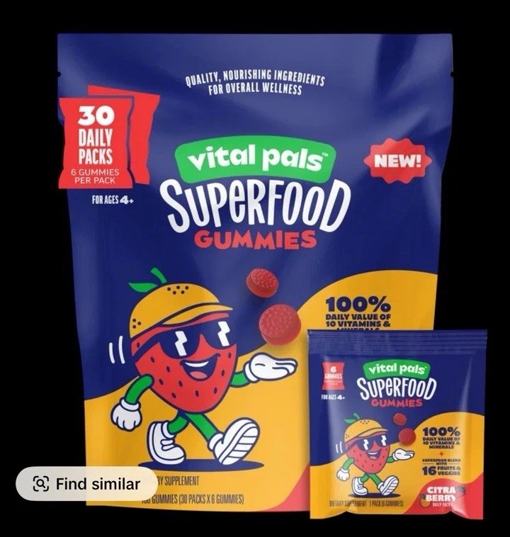 Vital Pals Superfood Gummies Citra Berry Flavor 30 Ct Bag New
