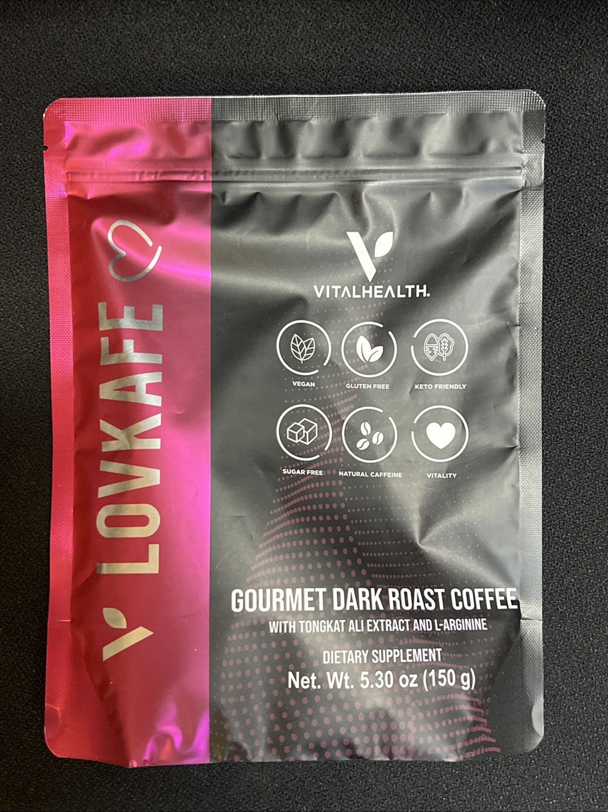 V-LOVKAFE BY VITALHEALTH ,Gourmet Dark Roast Coffee (Dietary Supplement) 5.30oz