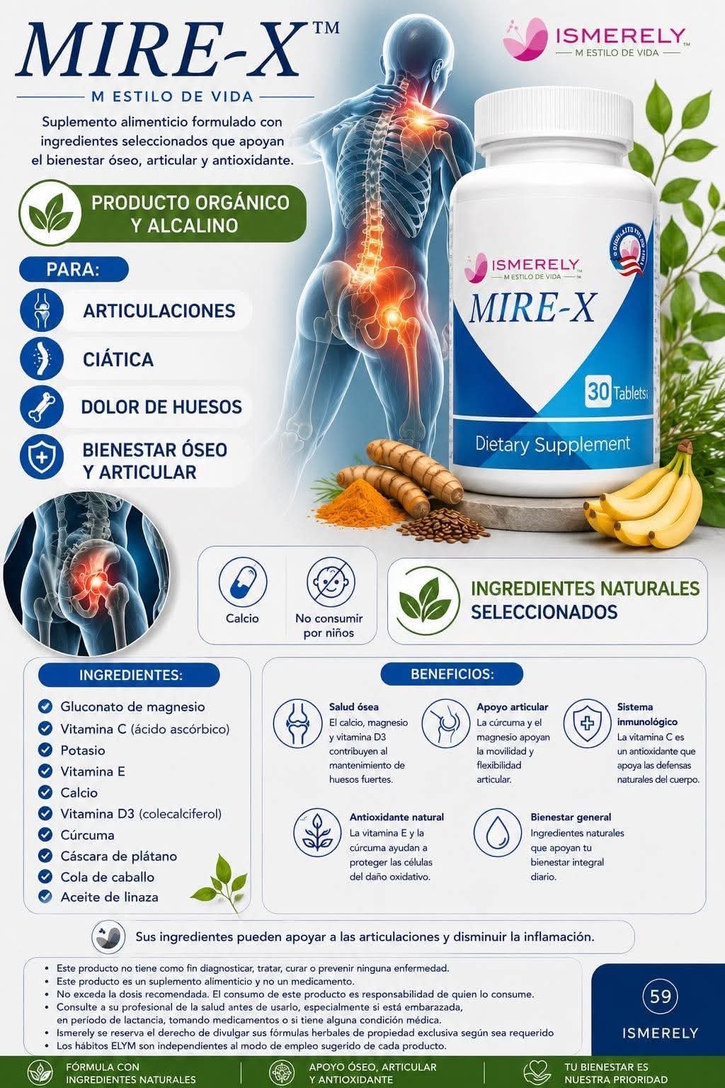 ISMERELY Mire-X, PRANA 2Pack ORIGINALE Rodillas,Articulaciones (New Bottle)