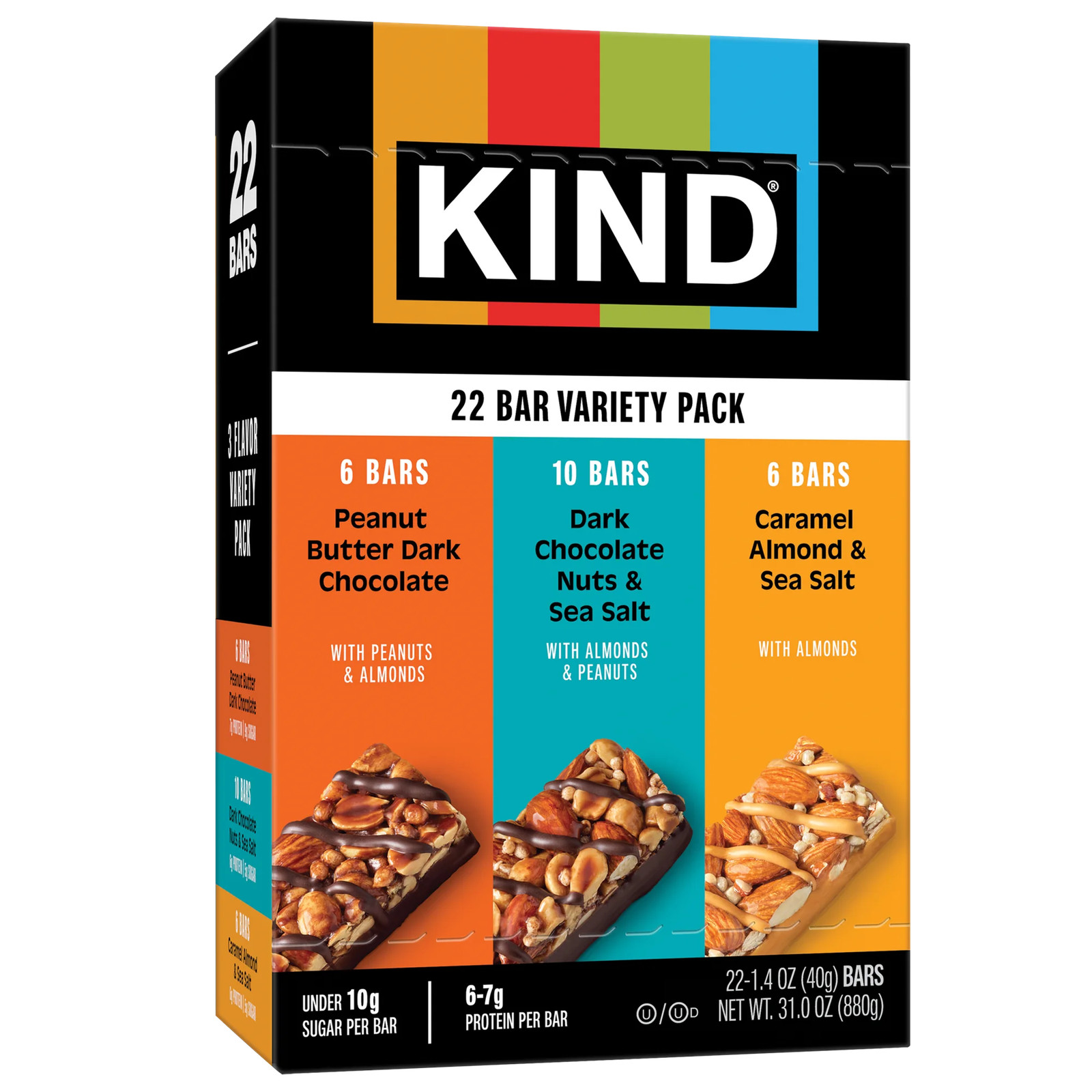 KIND Nut Bars Variety Pack 22 Count 1.4oz Healthy Snack Gluten Free Protein Bars