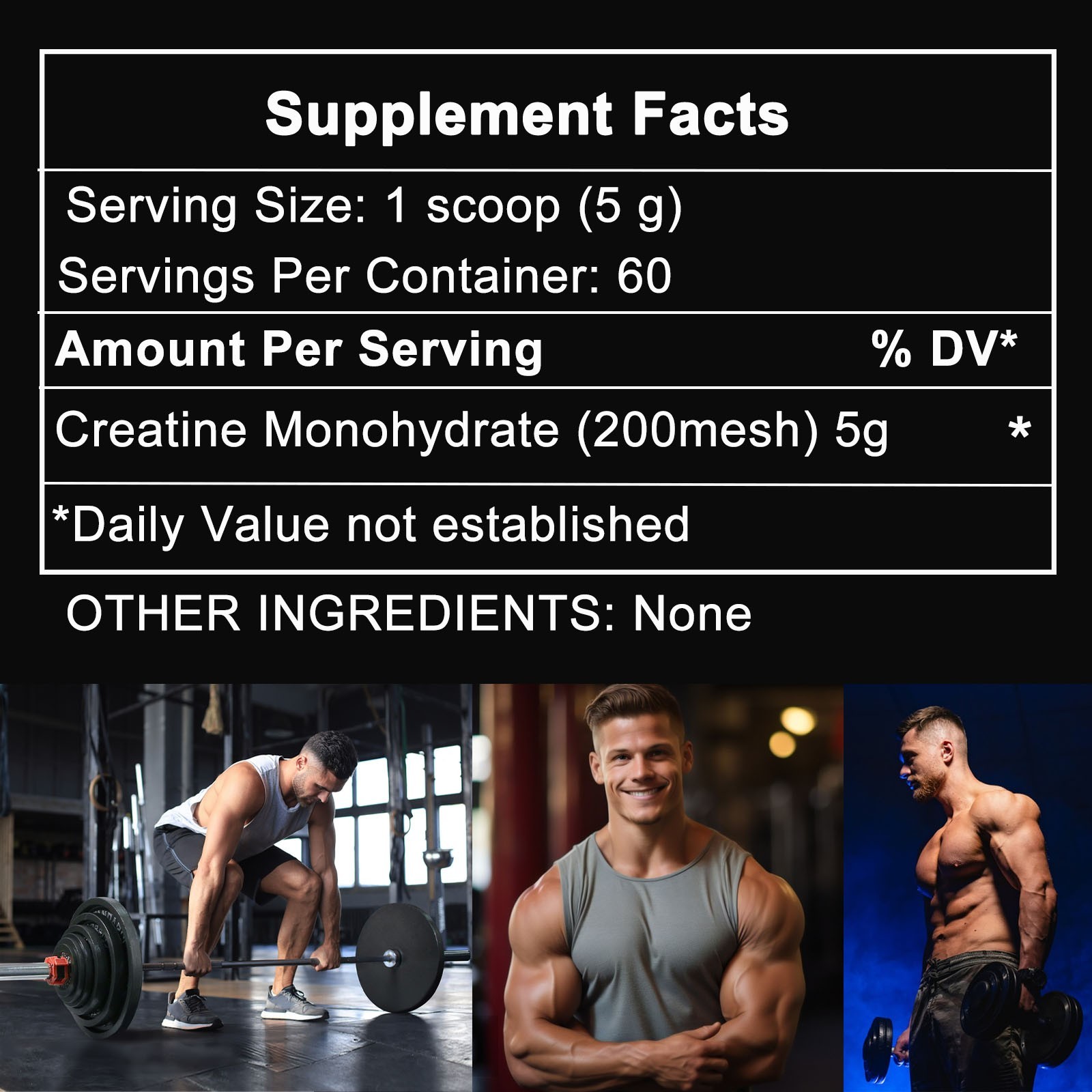 Unflavored CREATINE Monohydrate Powder Micronized For Men & Women 60 Servings