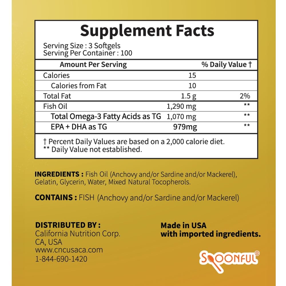 Spoonful Mini Omega 3 Fish Oil, 300 Count (Pack of 1), 300 1)