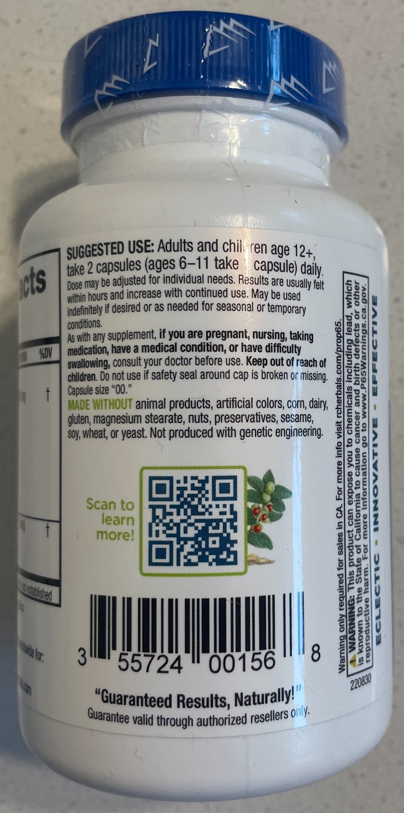 Ridgecrest Herbals Clear Lungs Extra Strength – 120 Caps – Expires 08/2028