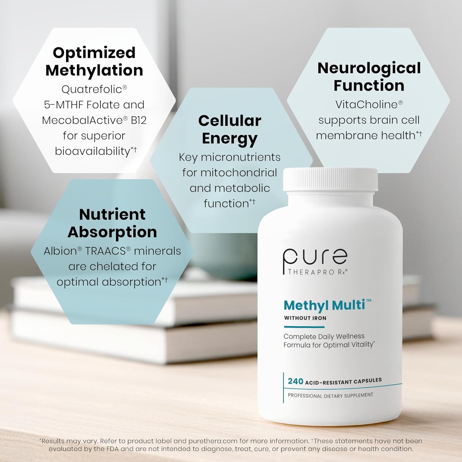 Pure Therapro Rx Methylated Multivitamin for Men and Women 240 Capsule EXP:09/27