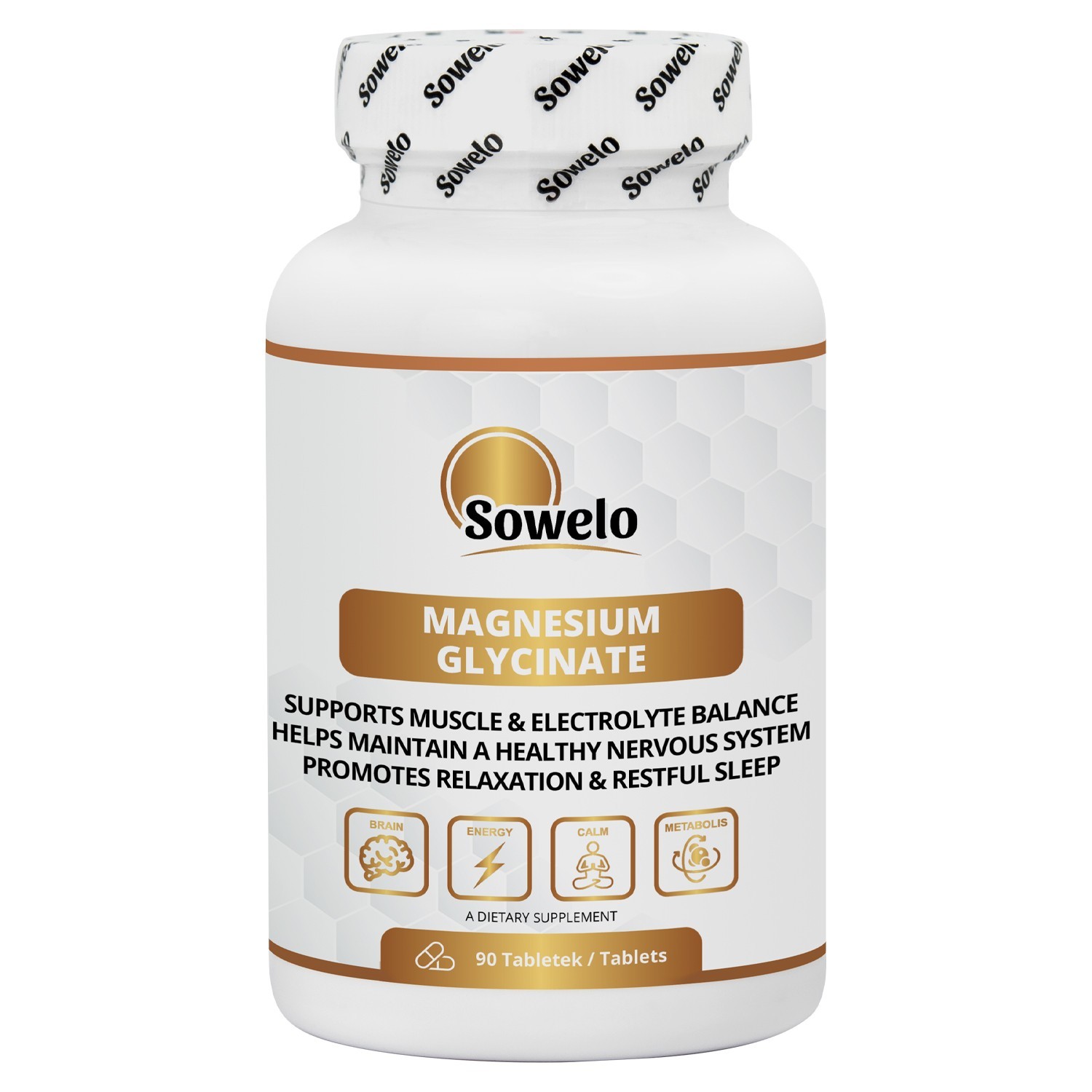 Magnesium Glycinate 375mg Tablets – High Absorption, Gentle on Stomach – Sowelo