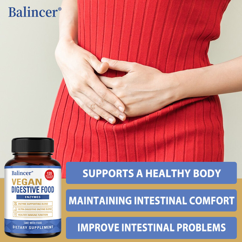Vegan Digestive Food Enzymes – 120 Vegetarian Capsules, Supports Digestion