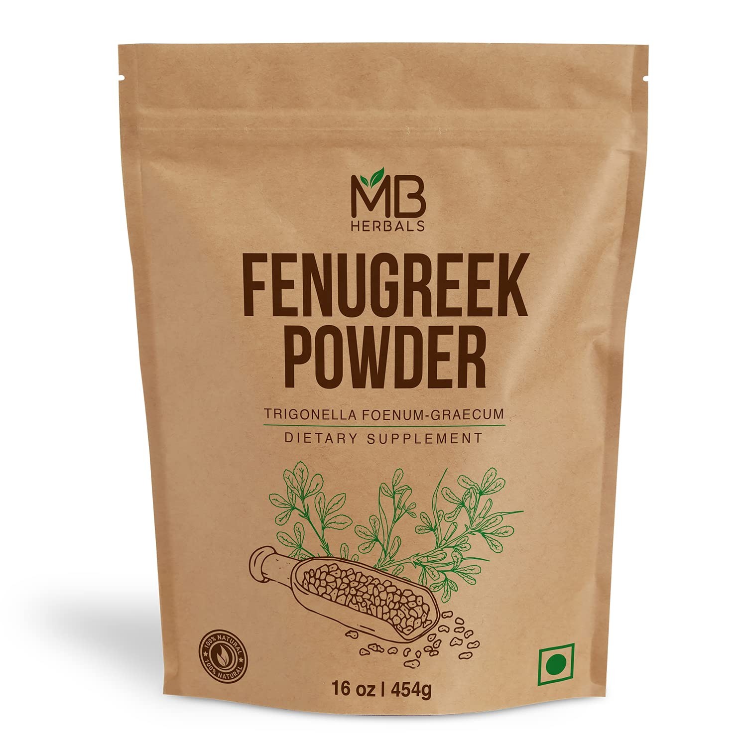 MB Herbals Fenugreek Seeds Powder 1 Pound | 16 oz / 454 1 (Pack of 1)