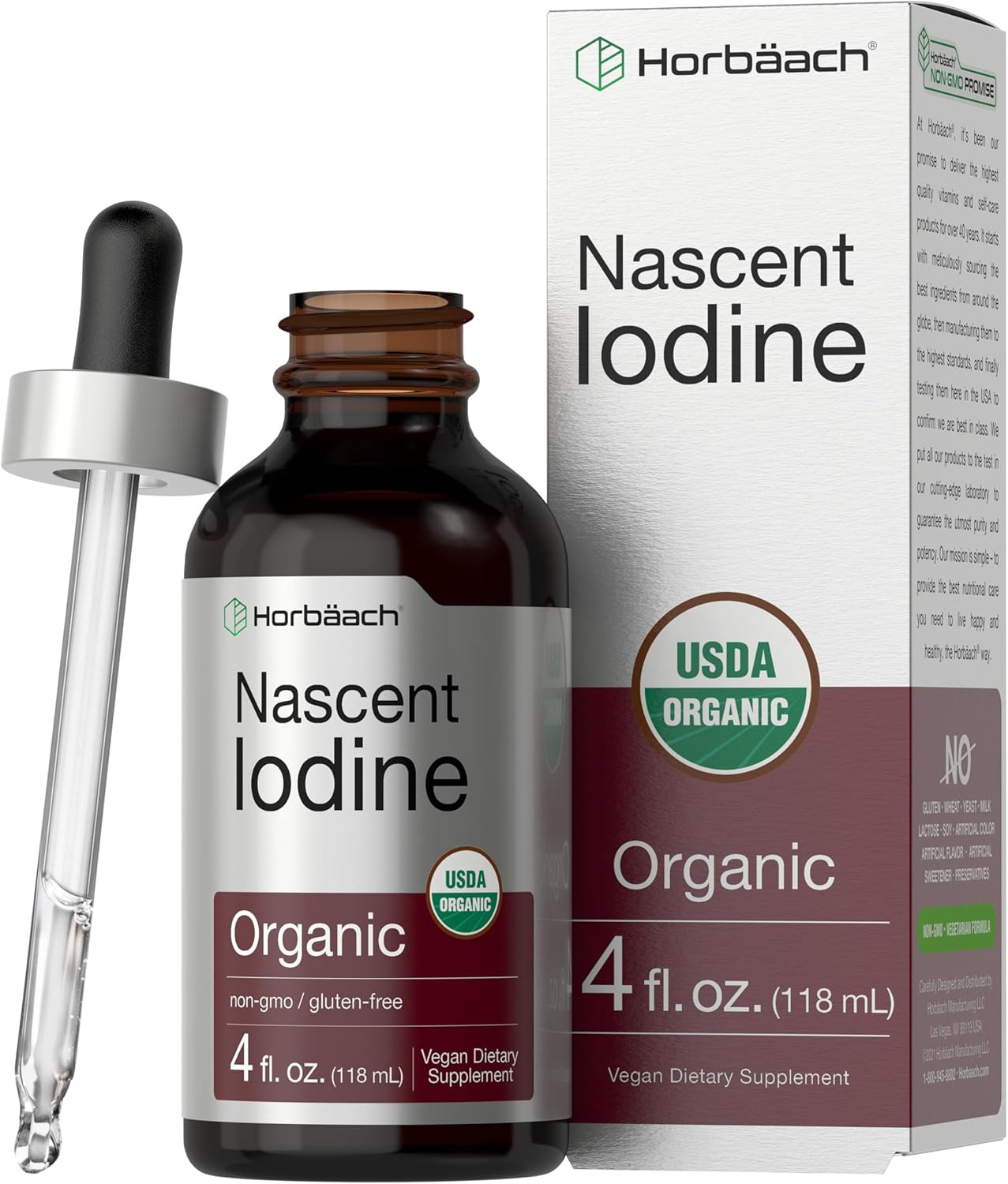 Nascent Iodine Drops | 4 Fl Oz | Organic Liquid Tincture Supplement | as Potassi