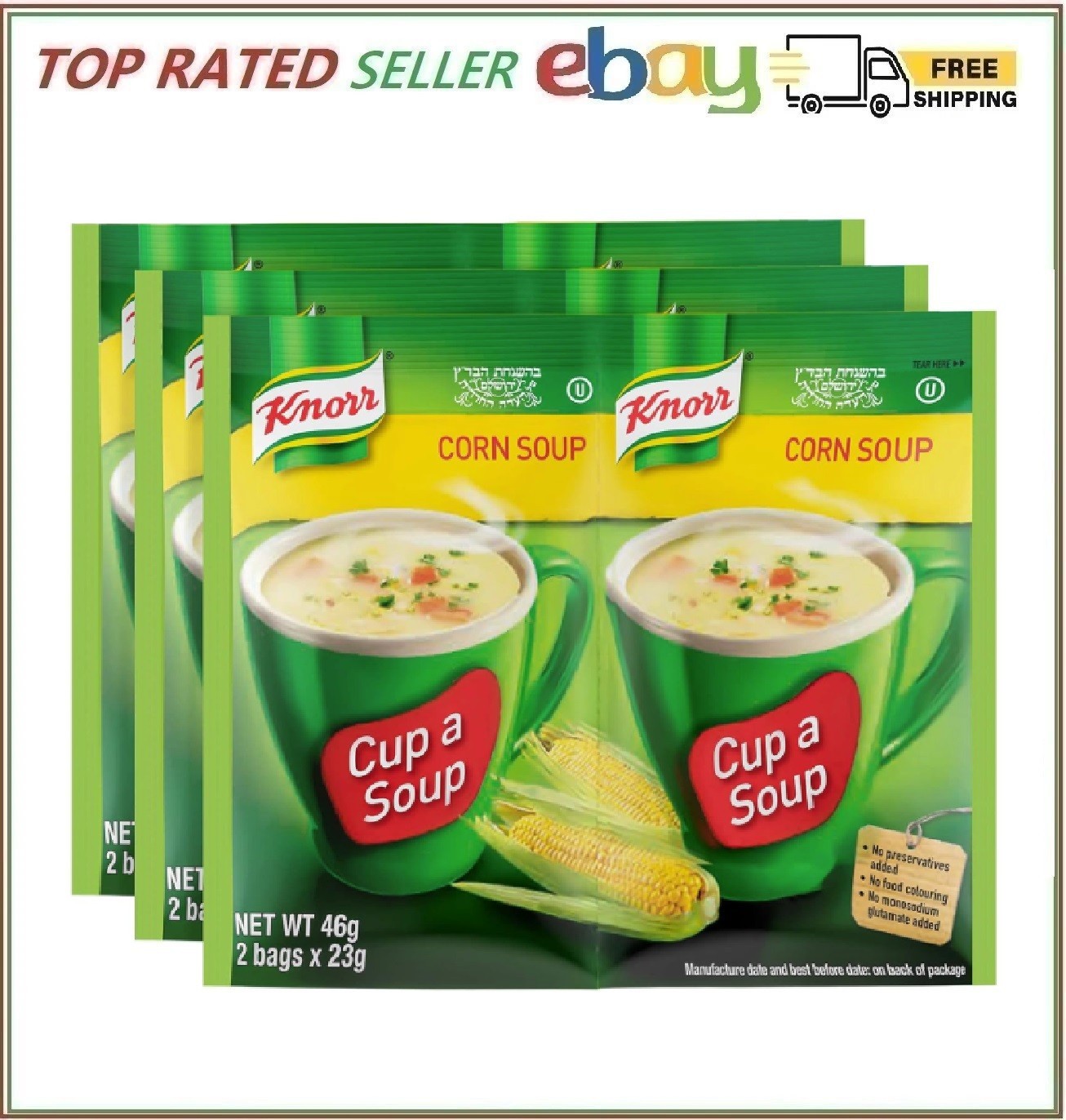 Knorr Corn Soup Mix 1.52oz (3×2 Packs for 6 Pouches Total)| Delicious, Warm, and