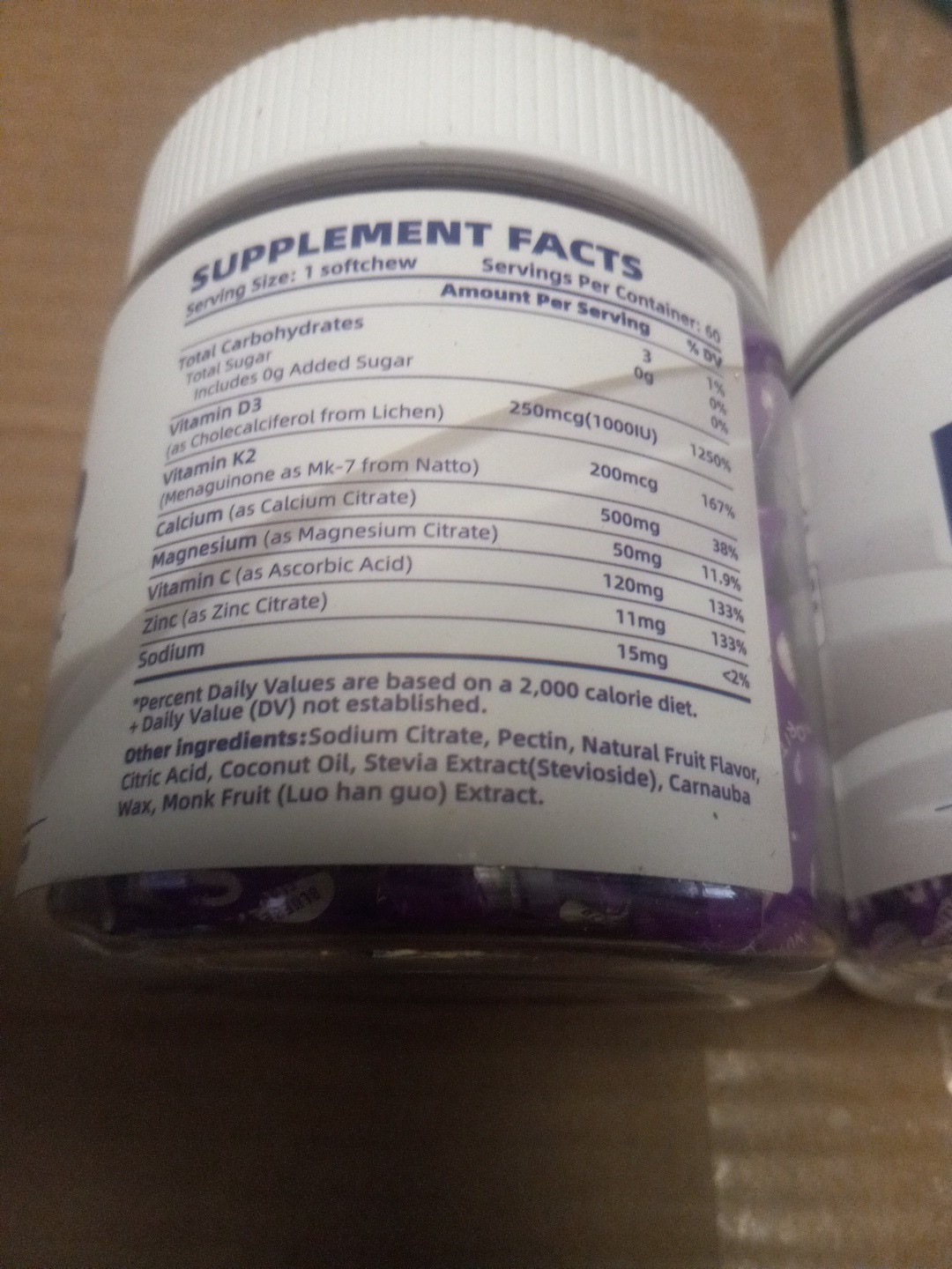 Nutravita Sugar-Free Vitamin D3 K2 Chews 180 Count-Blueberry ~ Exp 3/27