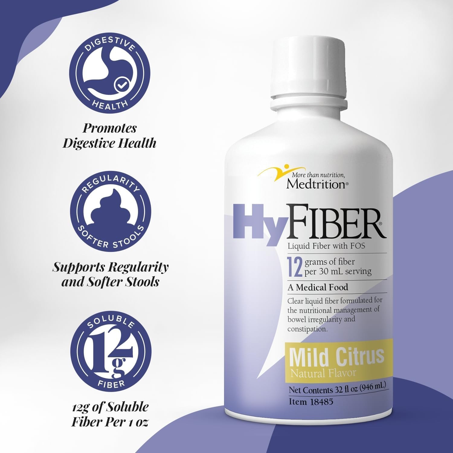 HyFiber Daily Liquid Fiber for Regularity and Soft Stools, 12 Grams Soluble F…