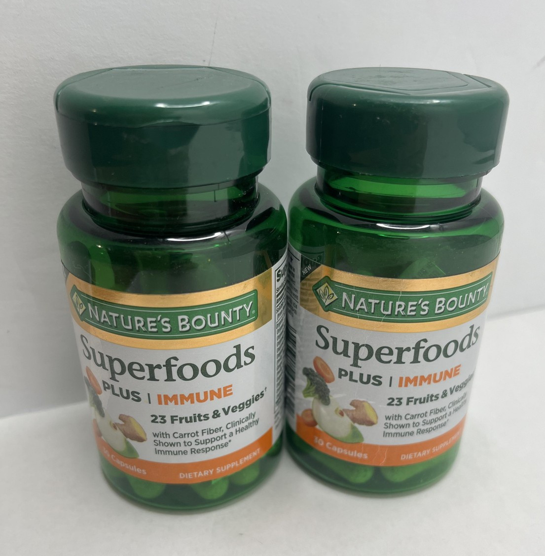 Nature’s Bounty 2pk Superfoods Plus Immune 23 Fruits Veg 30 Caps per Exp 12/26