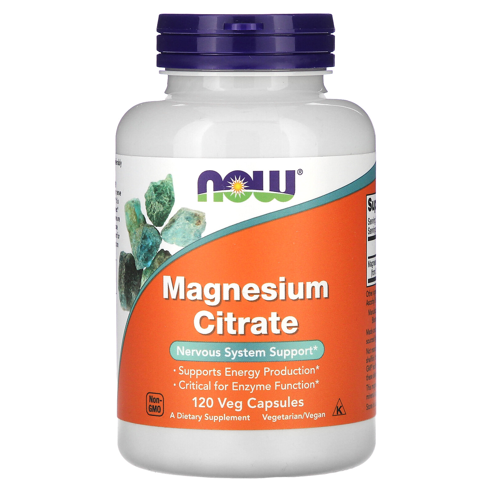 Now Foods Magnesium Citrate 120 Veg Capsules GMP Quality Assured, Kosher, Vegan,
