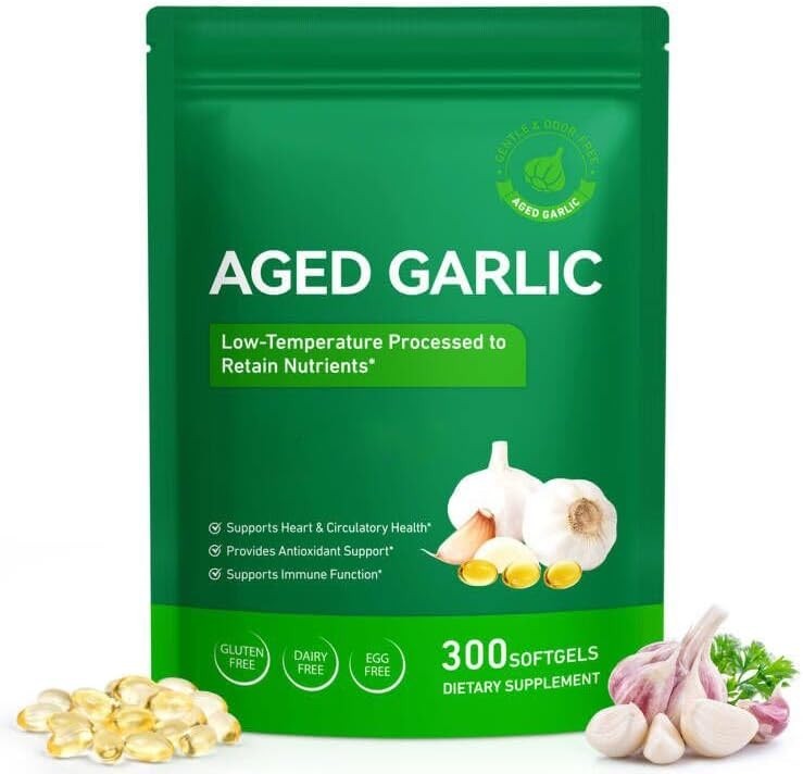 Best Aged Garlic Extract, 300 Softgels, 7500mg Odorless | Heart & Immune Pack 1