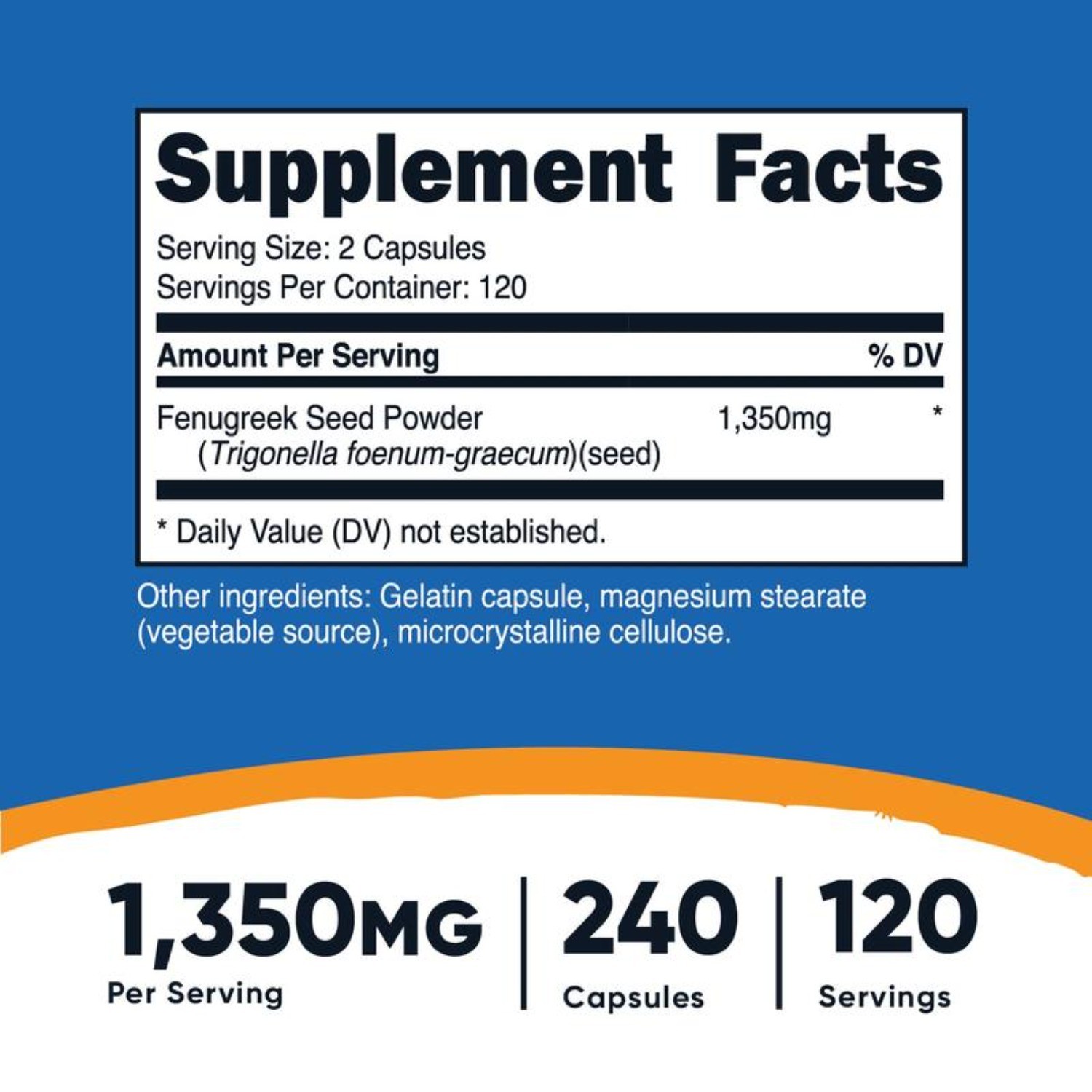 Fenugreek 1350mg, Non-GMO & Gluten Free,240 Capsules++