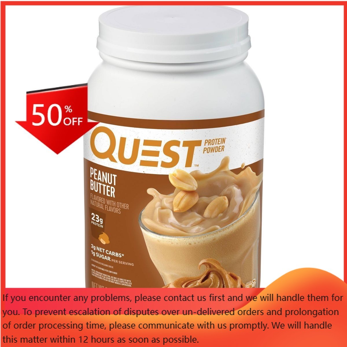 Quest Nutrition Protein Powder – Peanut Butter – 3lbs: 23g Protein , 1 Pack
