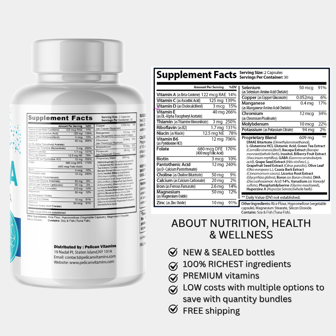 Memora- Brain Support- 3 Bottles- 180 Capsules
