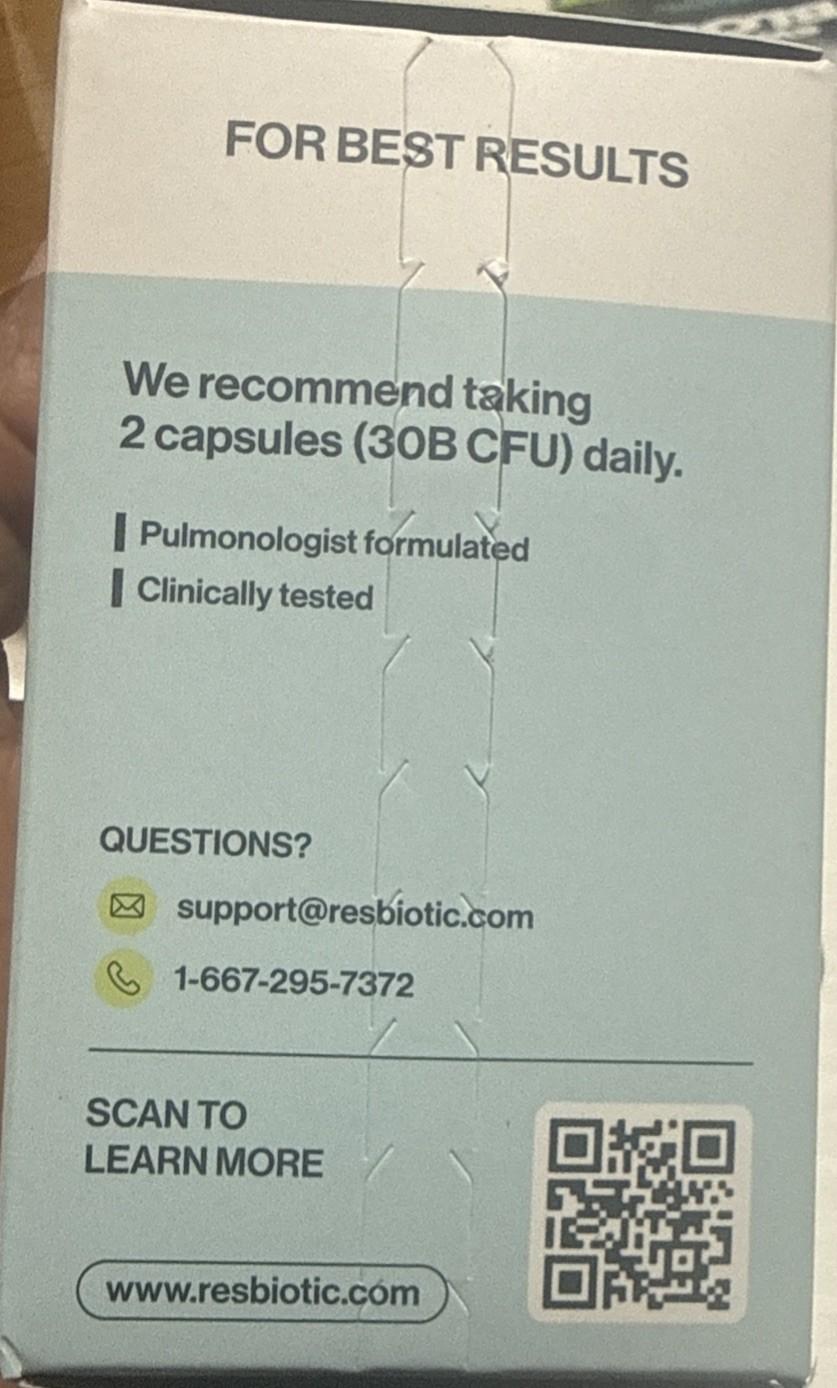 resbiotic resB Lung Support Probiotic Supplement – Lung Health Supplement NEW