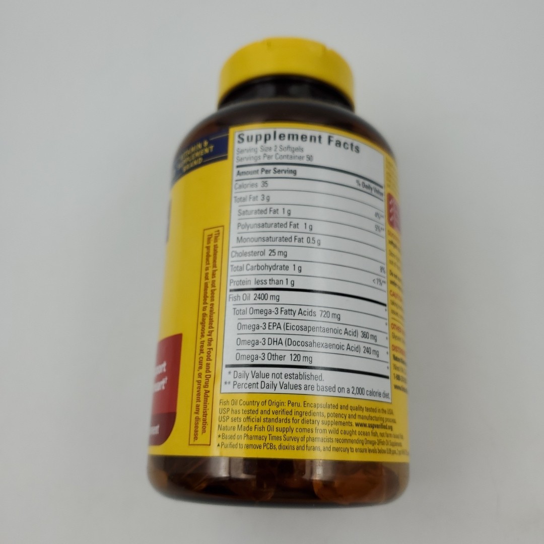 Nature Made Fish Oil 1200mg Omega 3 Liquid Softgels – 100 softgels Expires 03/26