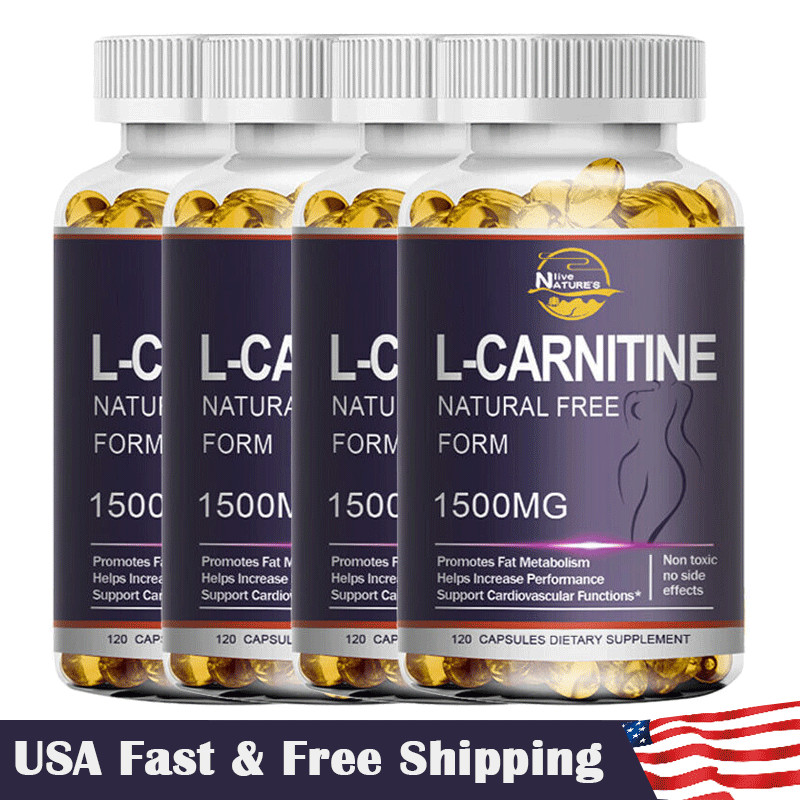 L-Carnitine Softgel – 1500mg Fat Burner Weight Loss, Energy Support 1/2/4Bottles