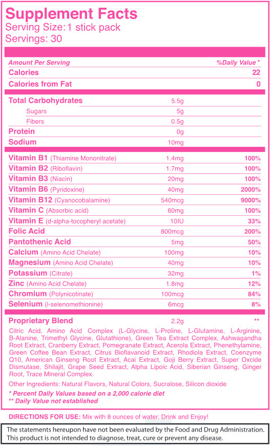 BHIP PINK for Women I-PNK Energy Drink All Natural for Mind and Body Support