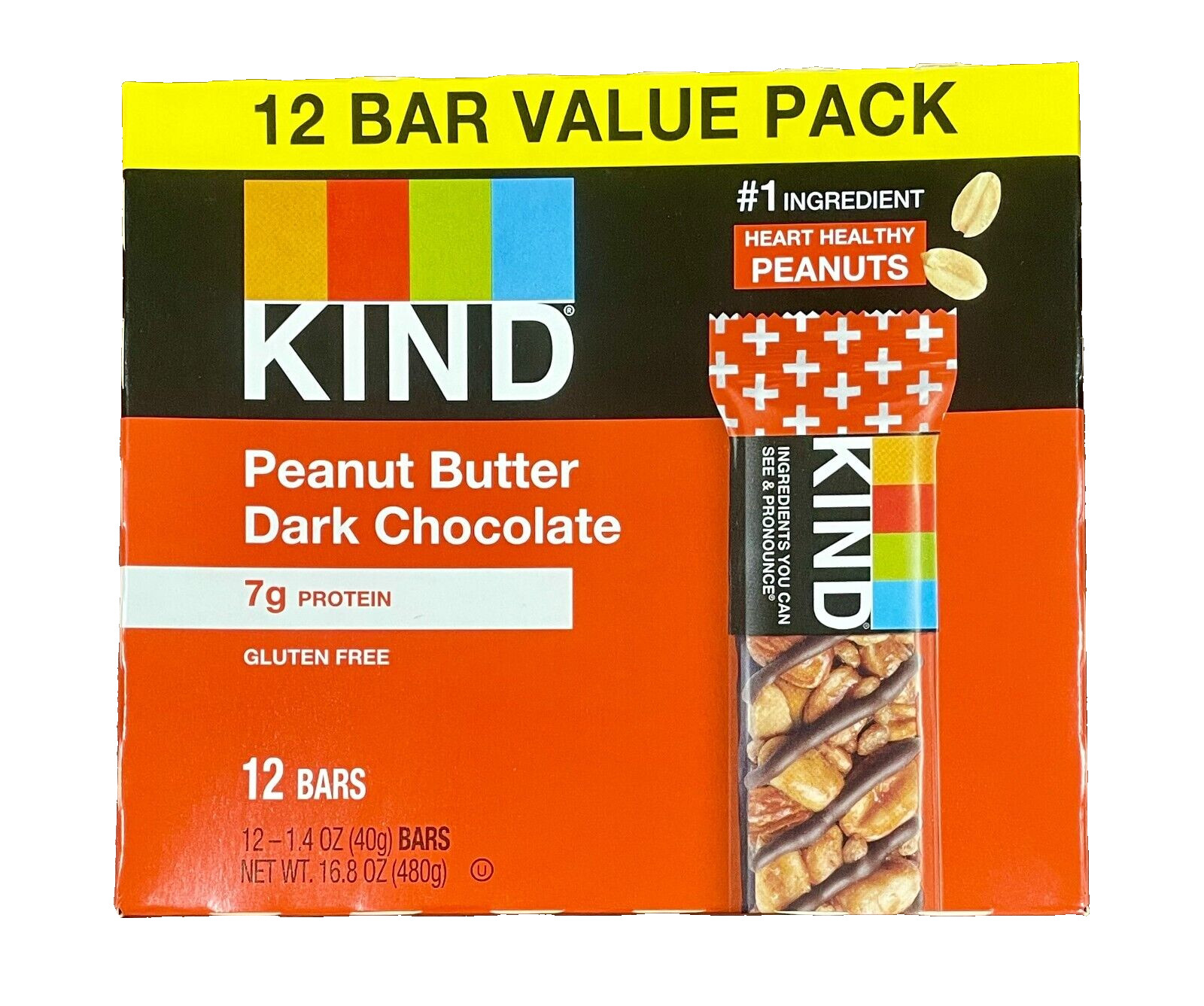 KIND Nut Bars, Peanut Butter Dark Chocolate, 1.4 oz, 12 Count