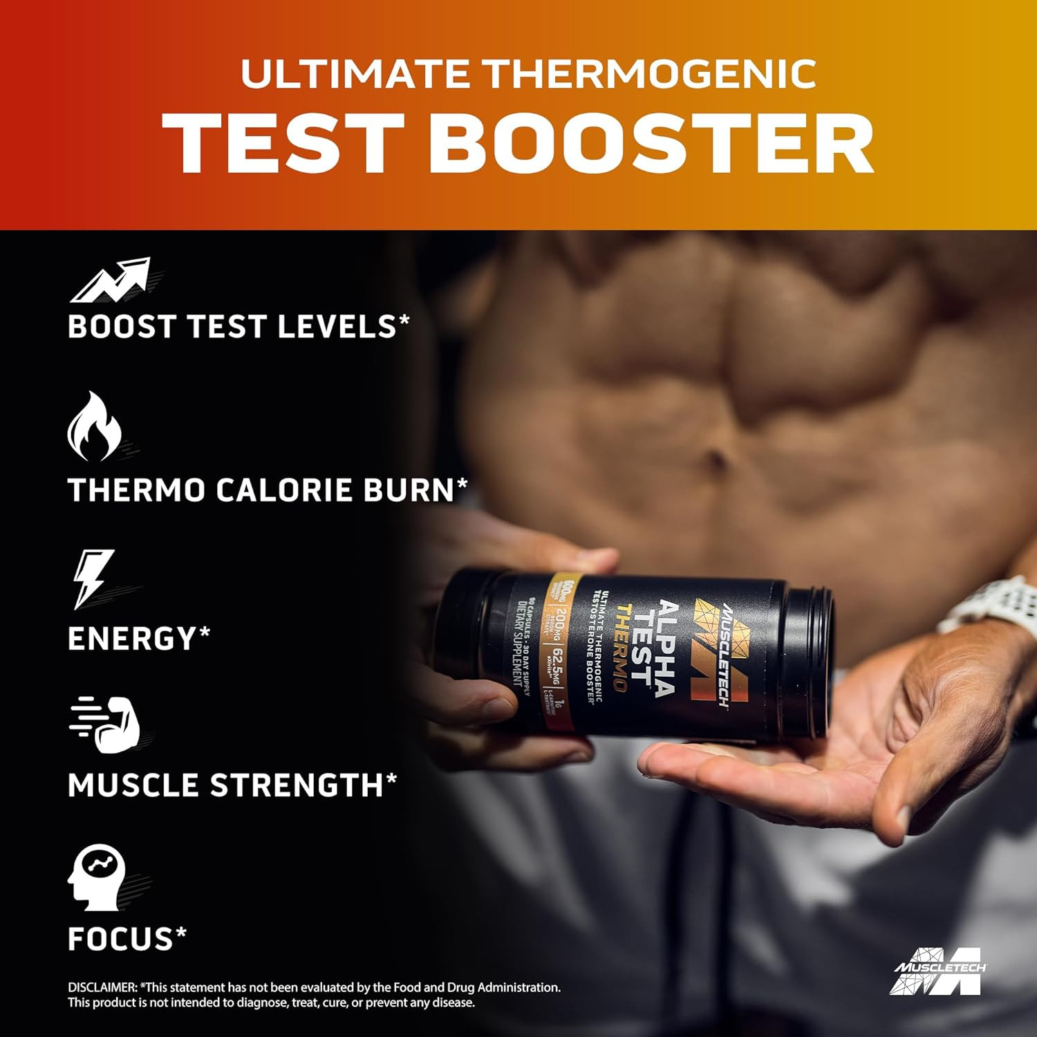 Thermogenic Testosterone Booster for Men, AlphaTest Thermo – T-Boost Mens Supple