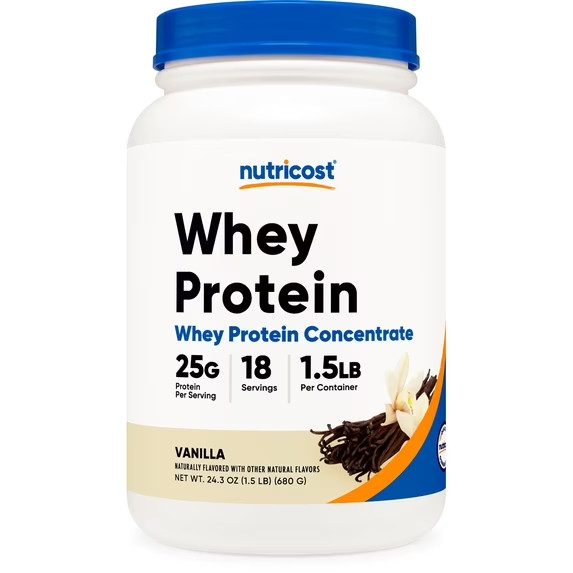 Nutricost Whey Protein Concentrate Vanilla 1.5 lb 25g Protein Powder