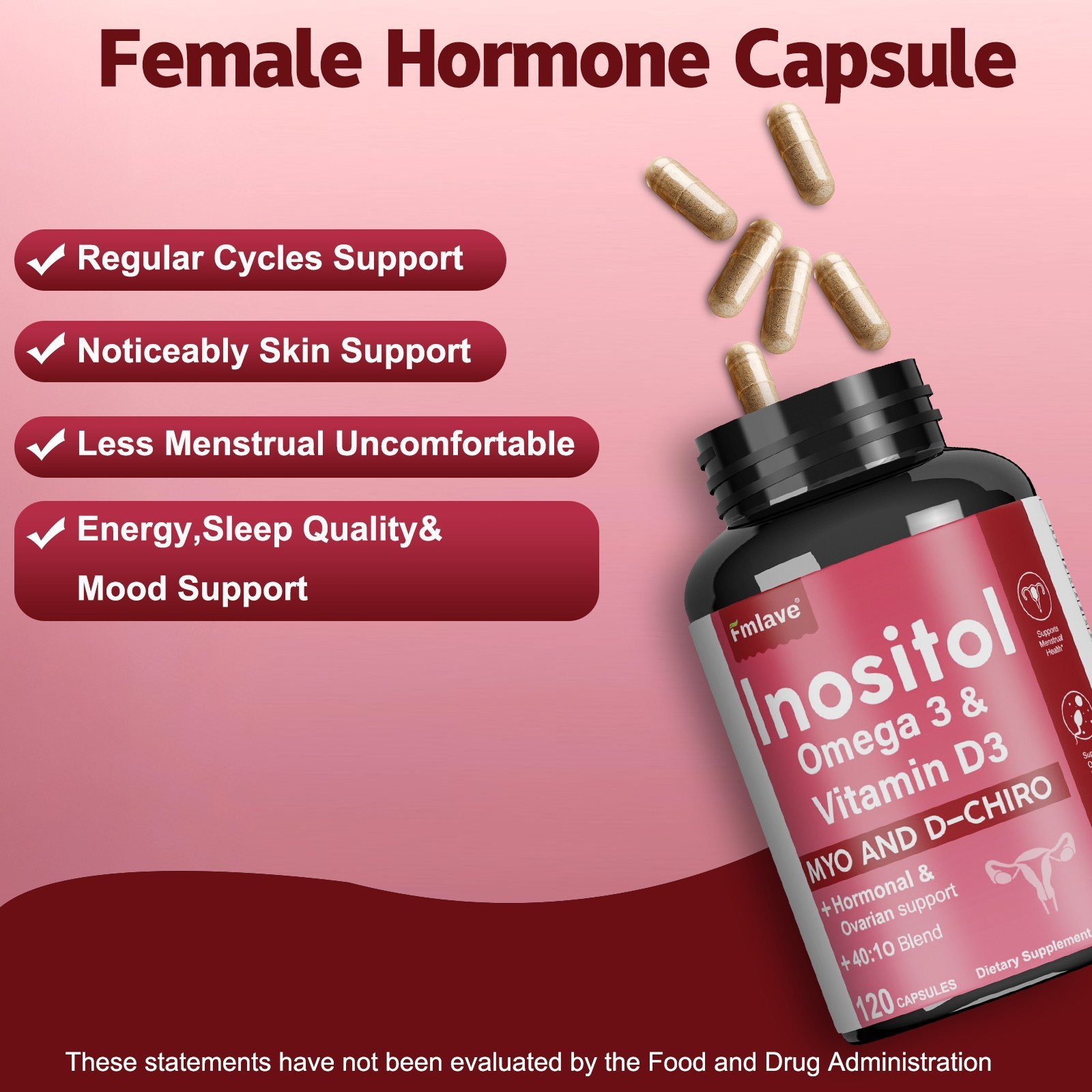 2x 120 Caps Myo-Inositol & D-Chiro Inositol Supplement Hormonal Balance Support