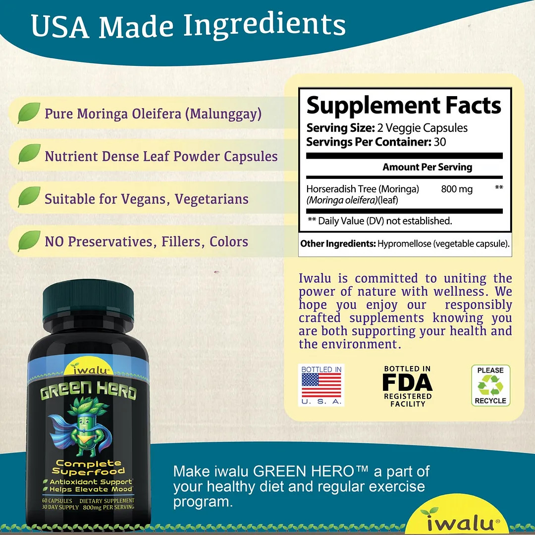 Benefits Moringa Capsule | Best Supplement Capsule Pill Men Women FREE SHIP