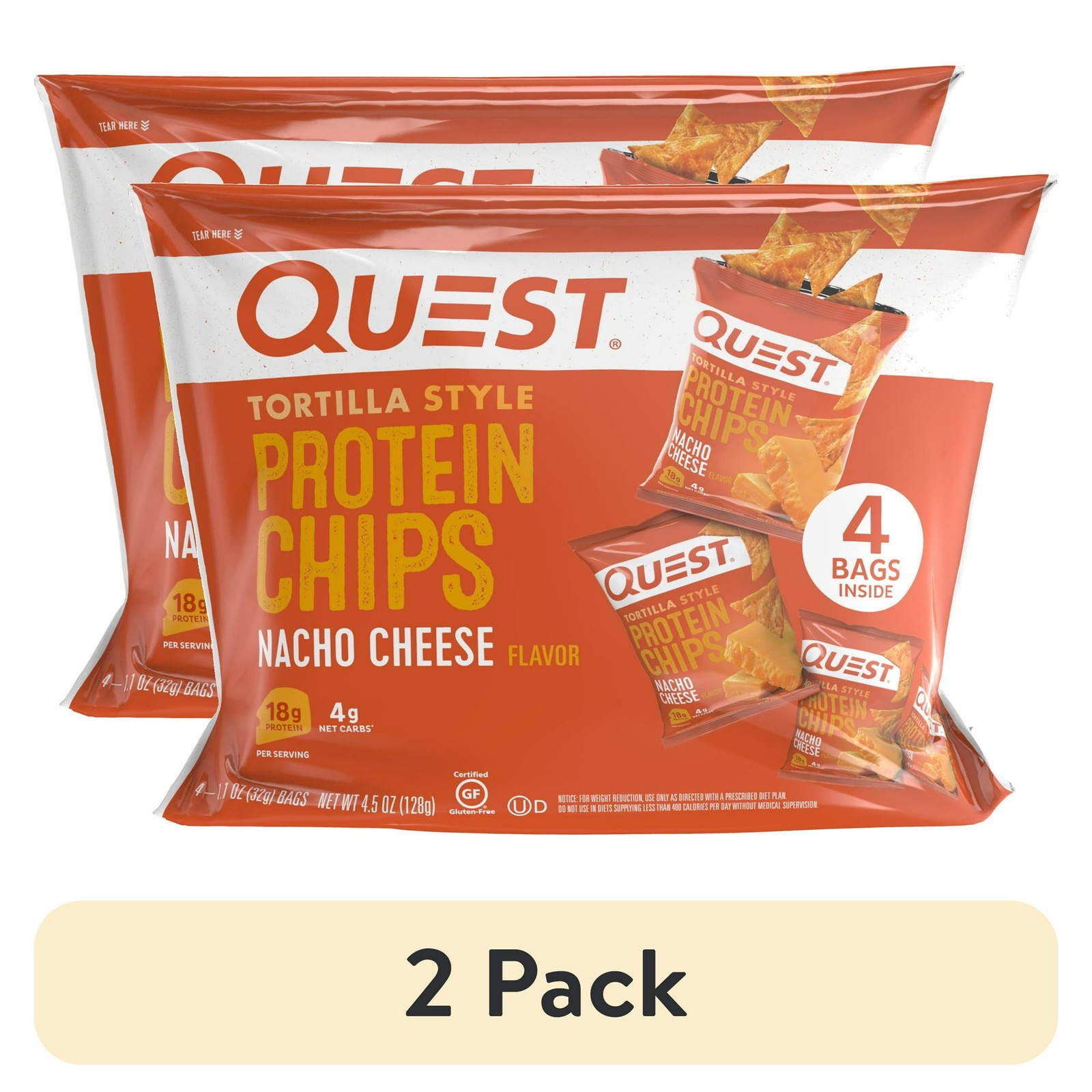 Quest Tortilla Style Protein Chips – Nacho Cheese (8 Bags) Free Ship