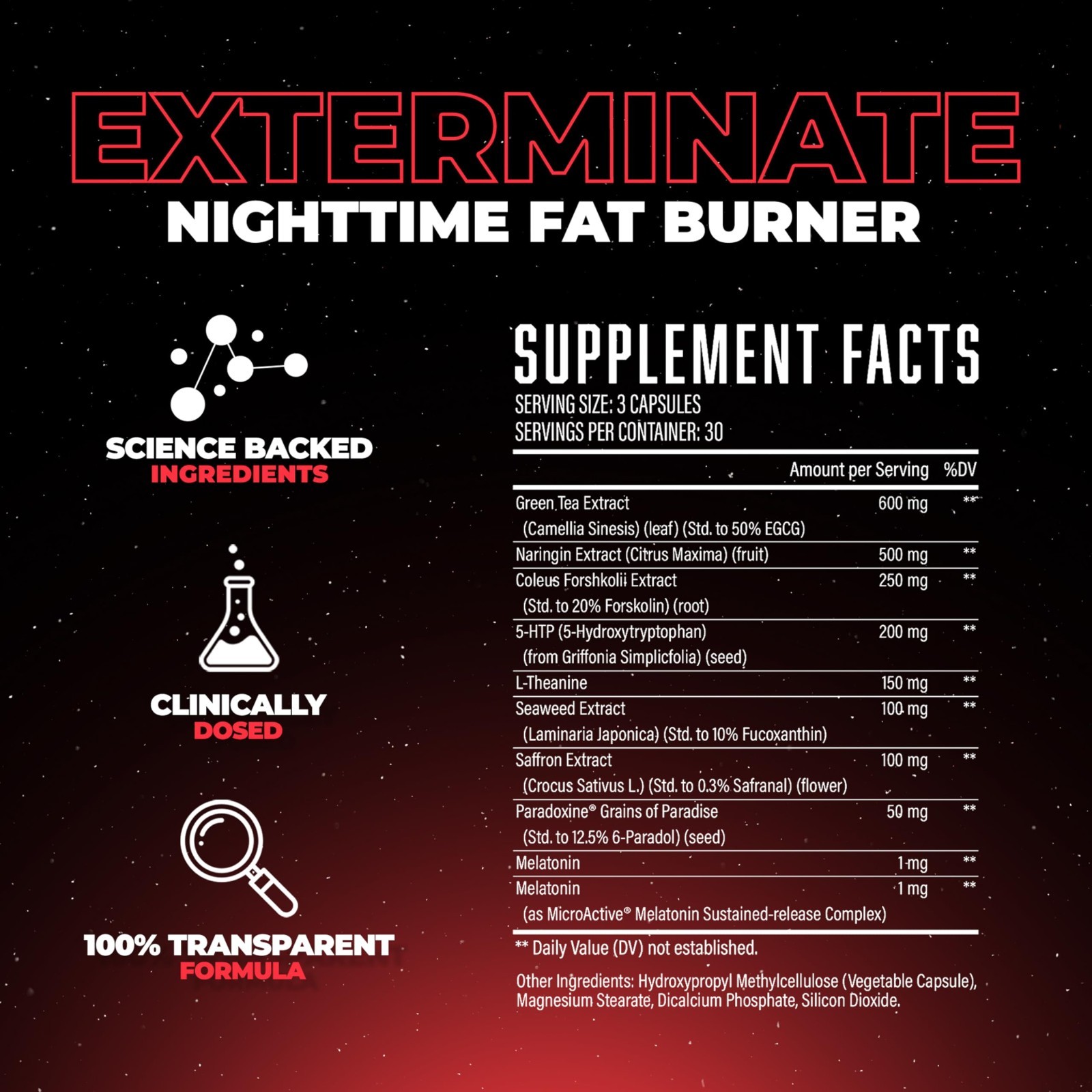 Night Time Fat Burner & Sleep Support – Boost Metabolism, Reduce Cravings, 10 In