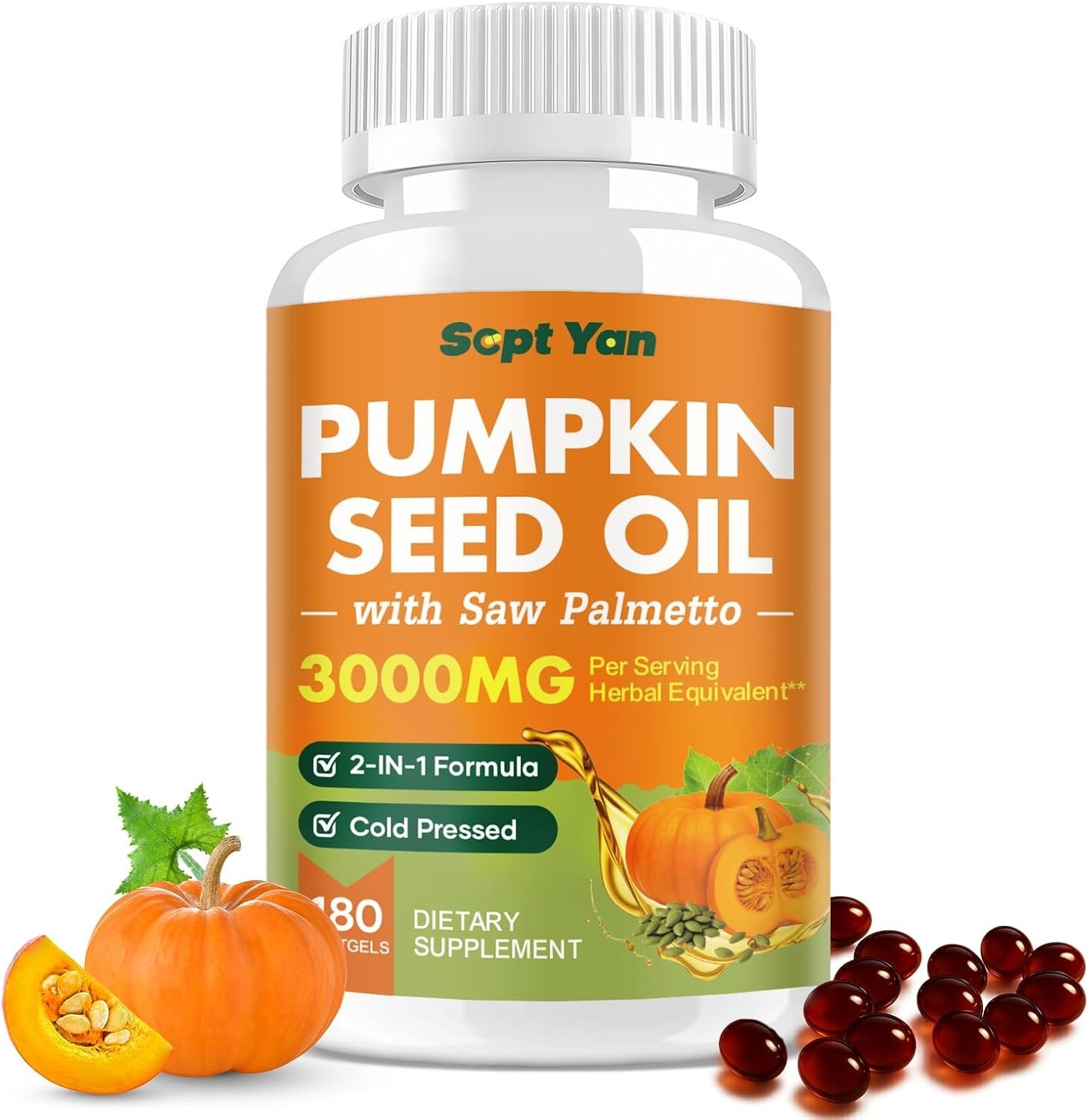 Pumpkin Seed Oil with Saw Palmetto Capsules, 3000mg Per Serving