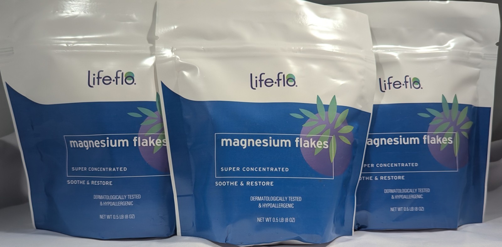 (3 Pack) Life-flo Pure Magnesium Flakes Super Concentrated, 0.5 LB