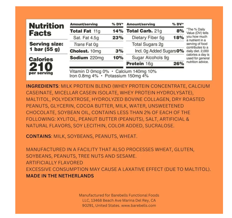 Barebells Soft Protein Bars Salted Peanut Caramel 24ct 16g Protein 1g Sugar