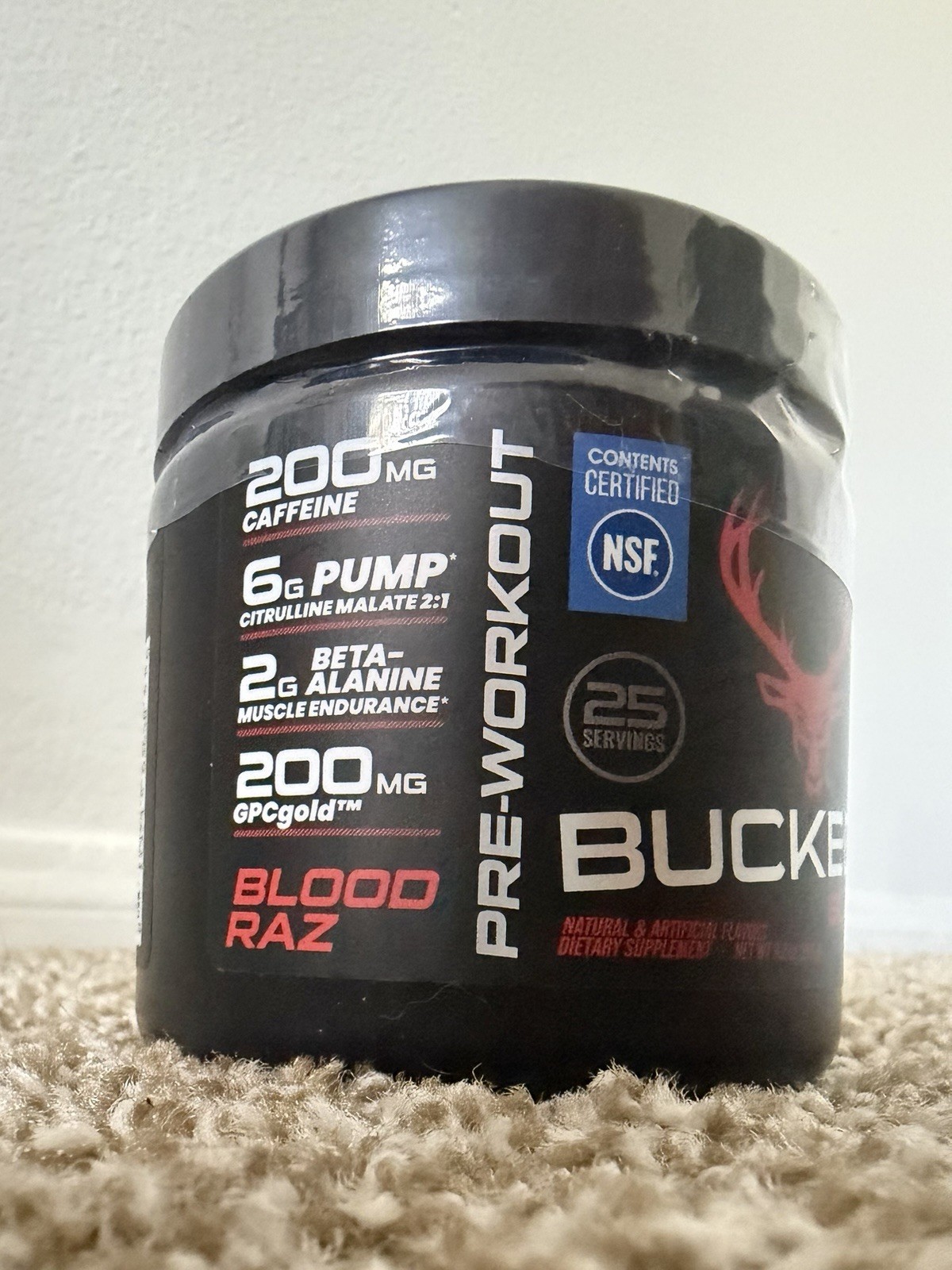 Bucked Up Blood Raz Pre-Workout Powder NSF Contents Certified 25 Servings 9.2 oz