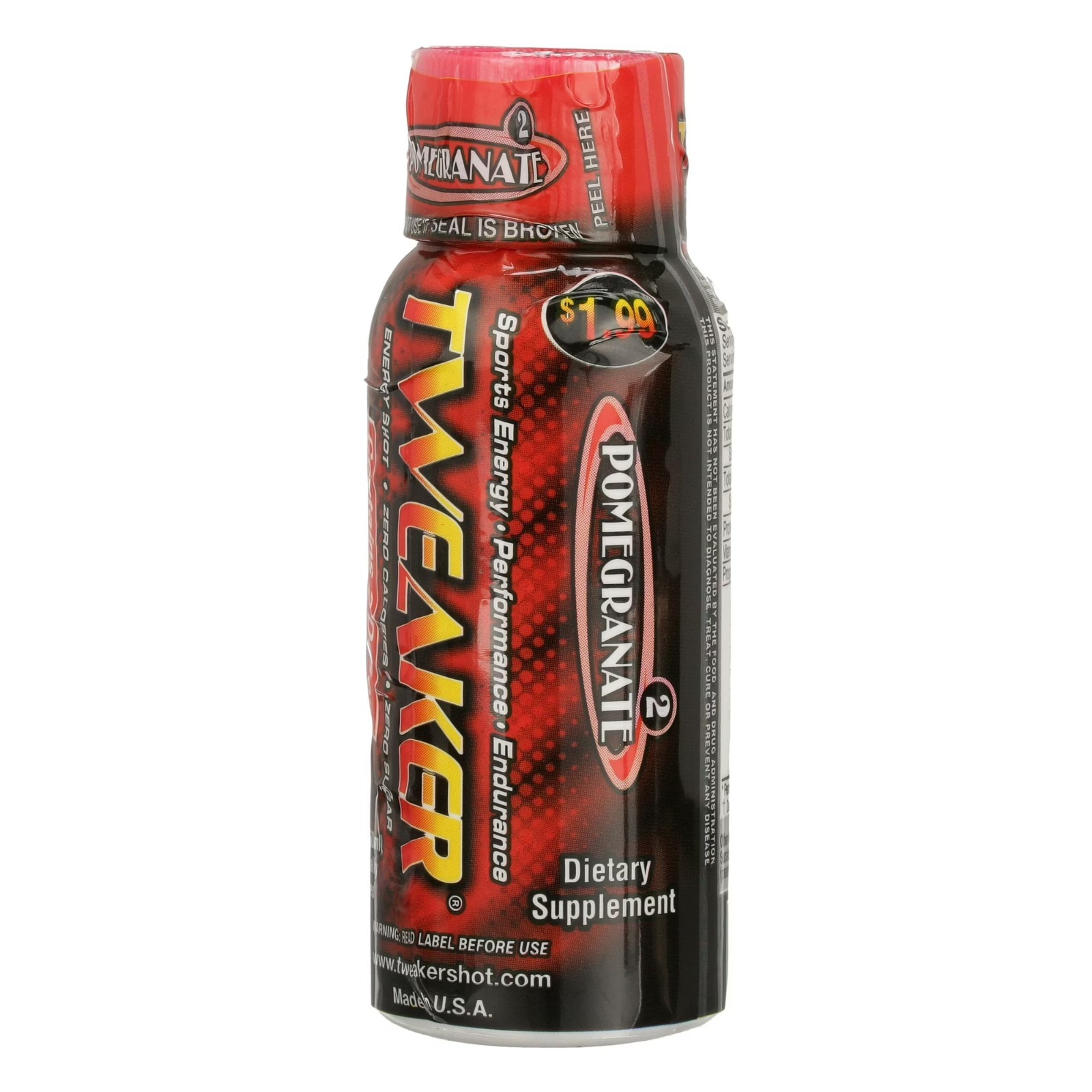 Tweaker Energy Shot, Pomegranate, 2 fl oz, 12 Count FREE SHIPPING