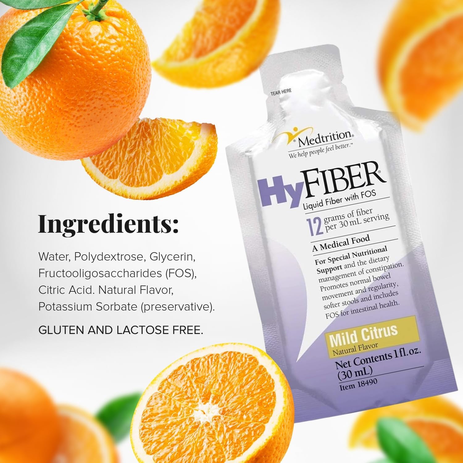 Medtrition HyFiber Daily Liquid Fiber for Regularity and Soft Stools, 12 Grams