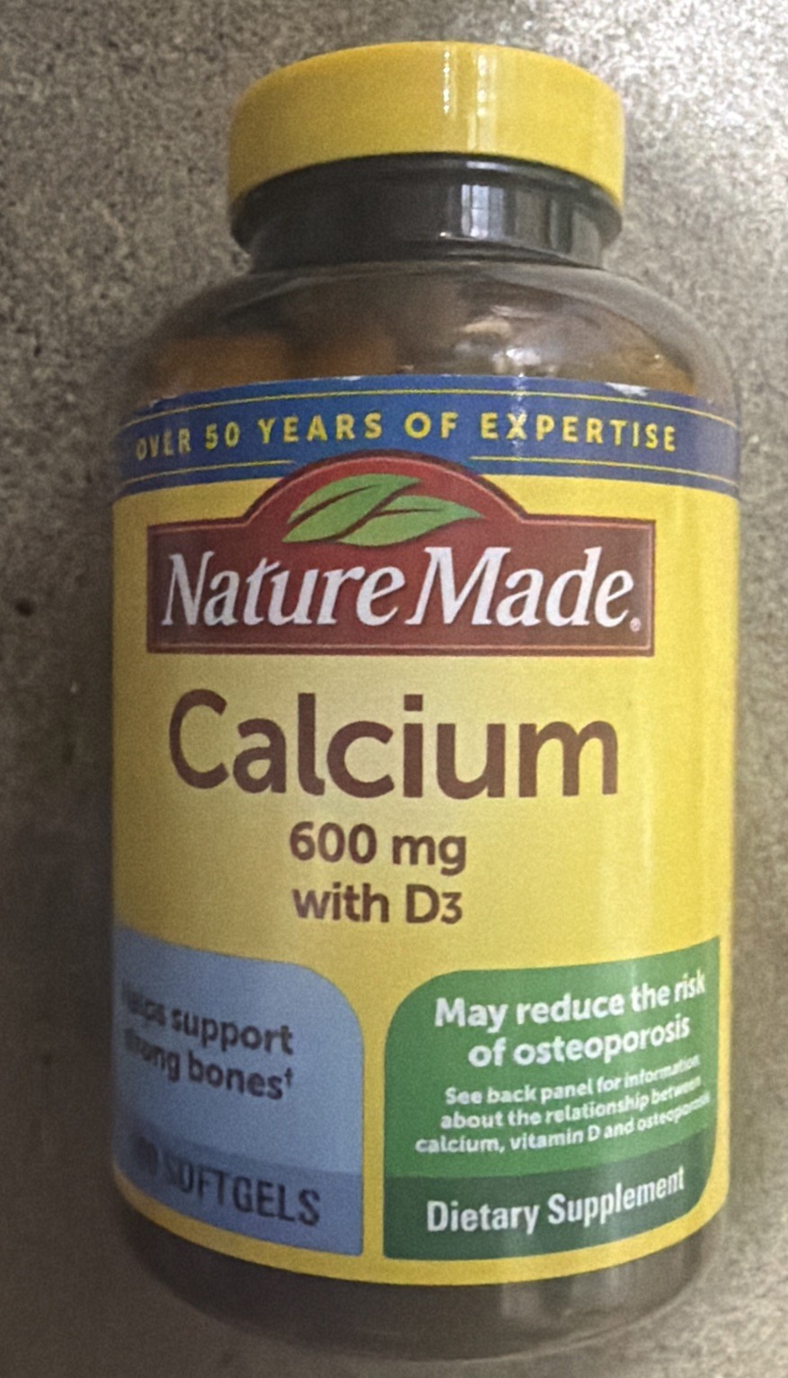 Nature Made Calcium 600 Mg Vitamin D3 100 Softgels Exp 11/2027