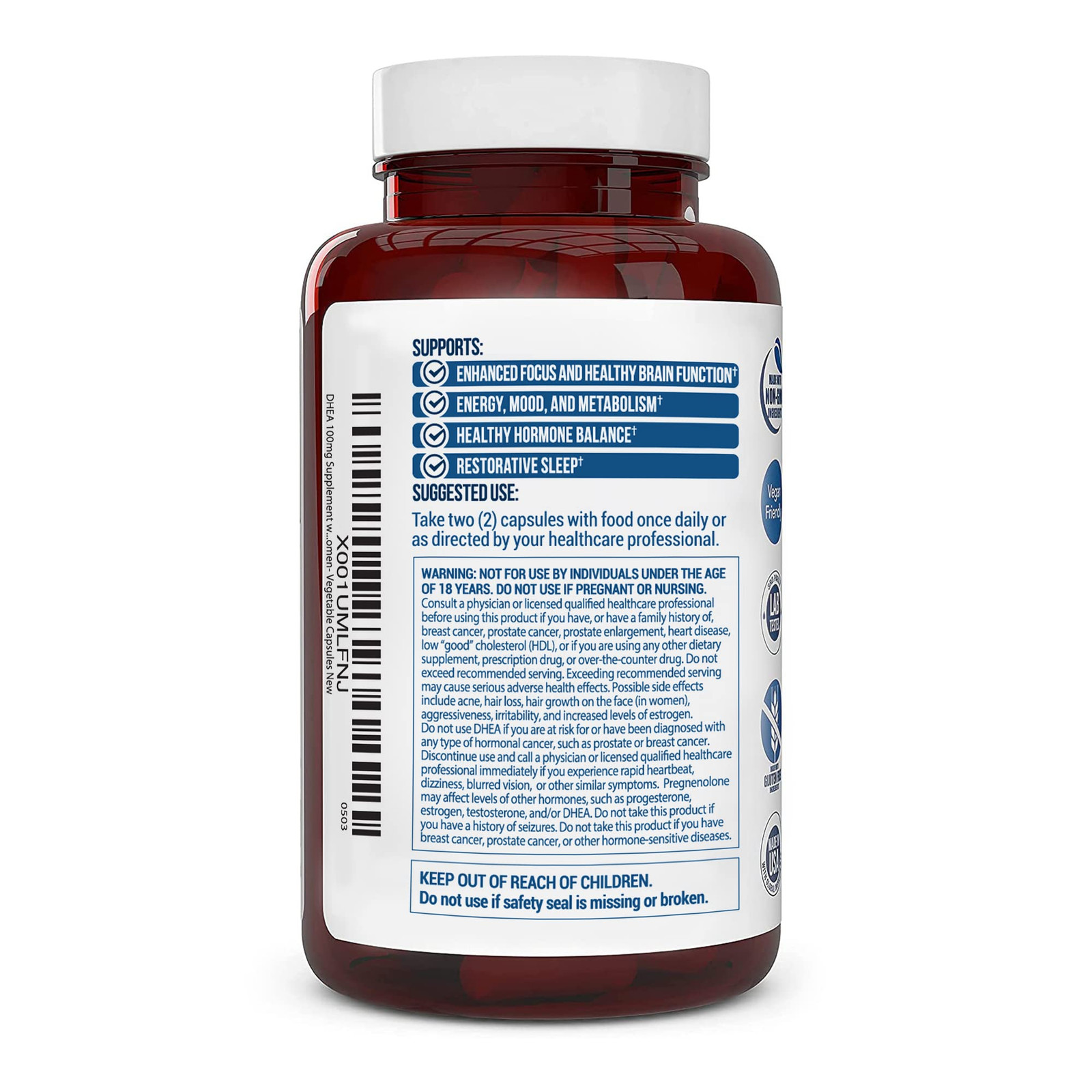 DHEA 100mg Supplement with Pregnenolone 60mg -Supports Hormone Balance, Lean …