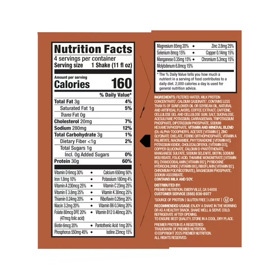 Premier Protein Shake, Coffeehouse Caramel Machiatto, 30g Protein, 11 Fl Oz, 4 C