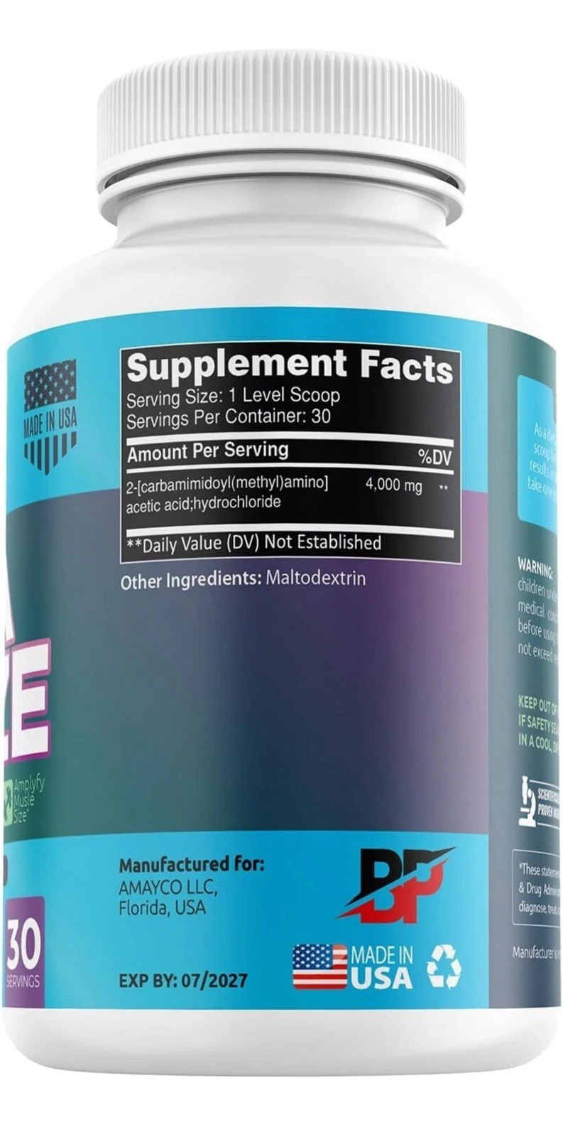 Crea Blaze Creatine Monohydrate Powder Muscle Gain 4,000mg Per Serving | BB 7/27