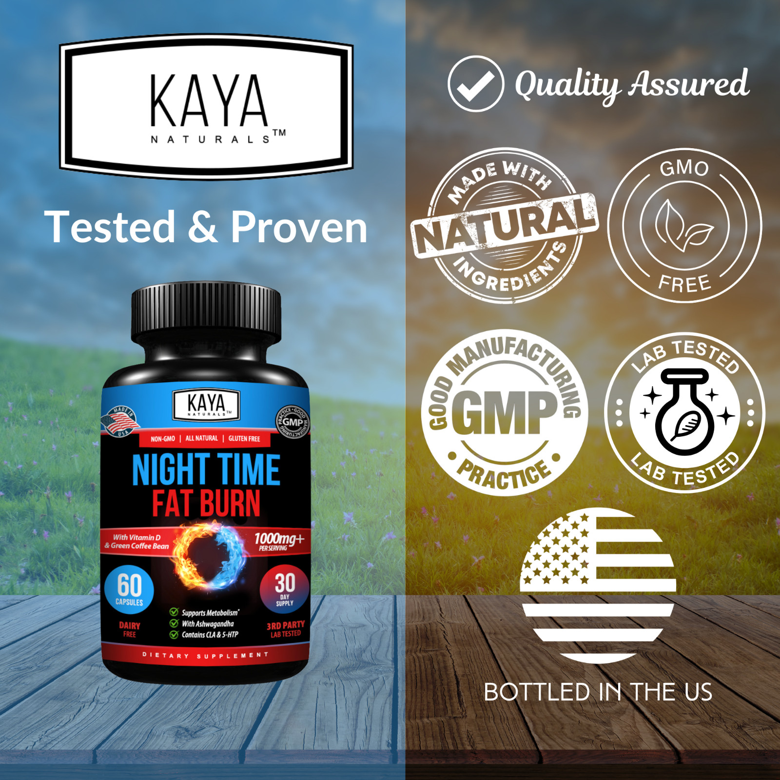 (2 Pack) Night Time Fat Burn Supplement 60ct, Metabolism Support, Weight Loss