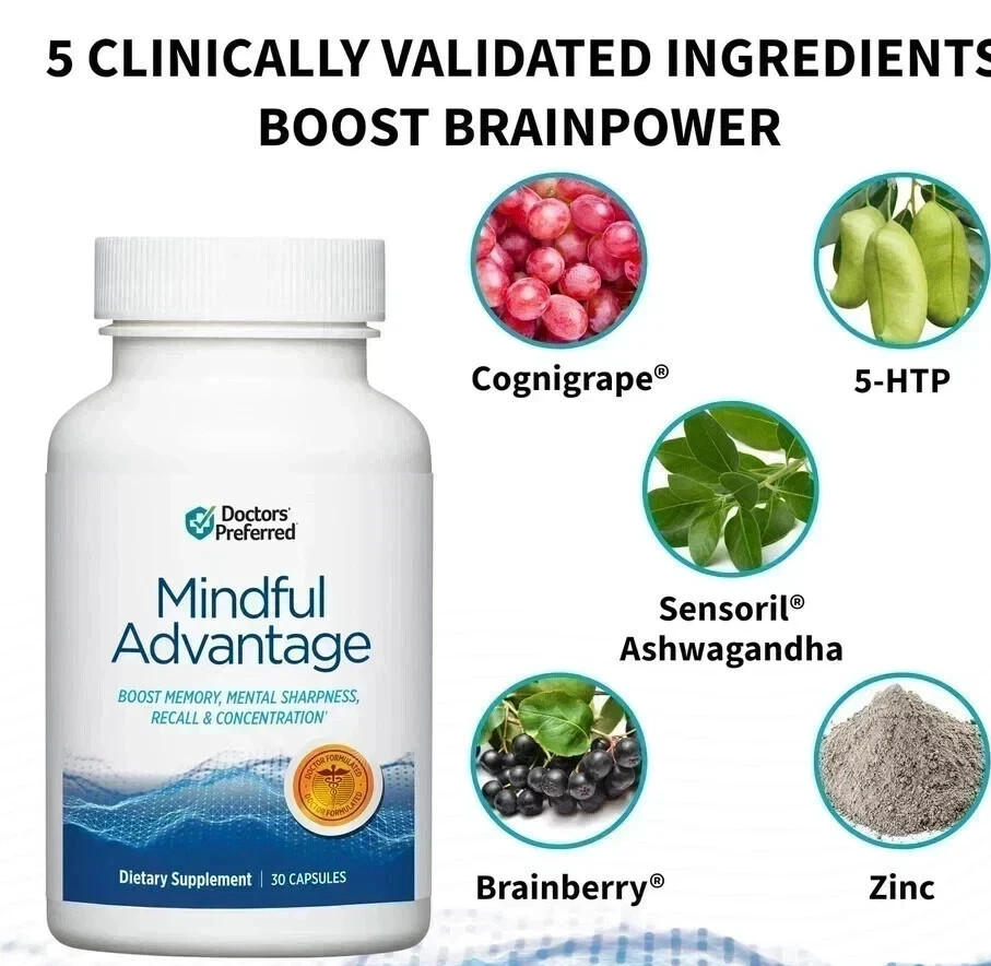 Mindful Advantage Brain Memory Focus Supplement – 30 Caps