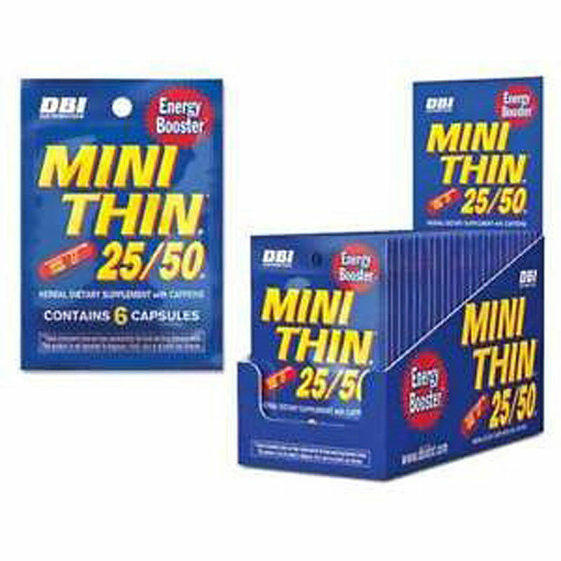 Mini Thin 25/50 25 50 Energy – 15 PACKS – Diet Herbal Caffeine 6 Capsules Pack