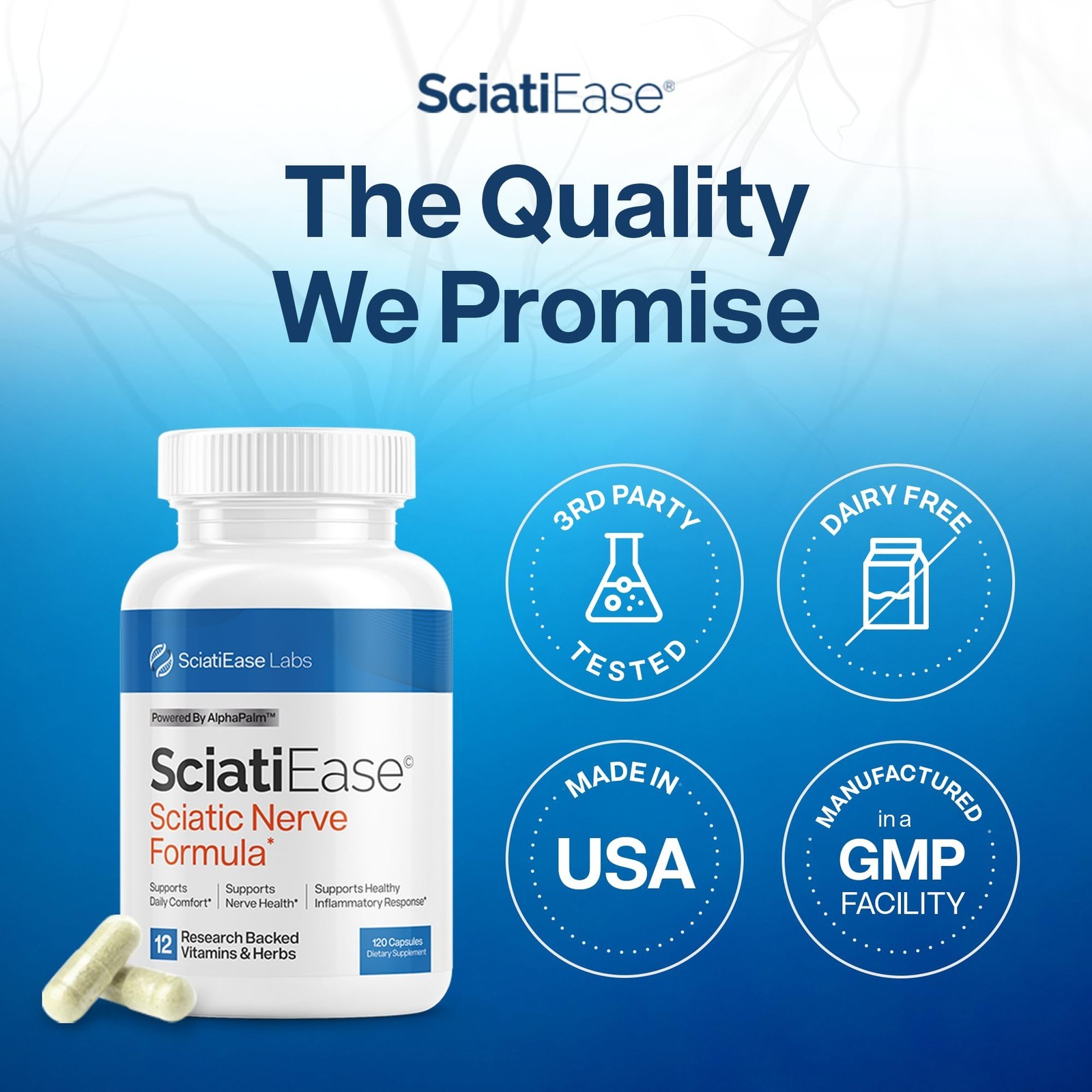 HOT-SciatiEase Labs Sciati Ease Sciatic Nerve Formula 300mg – 120 Capsules