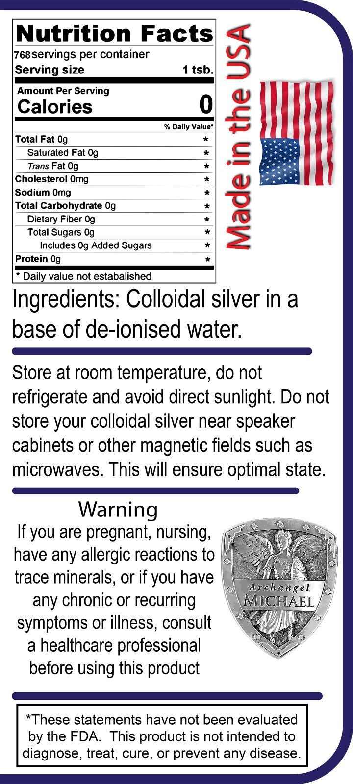Colloidal Silver 1 one Gallon 128 oz 10ppm Angels Lab