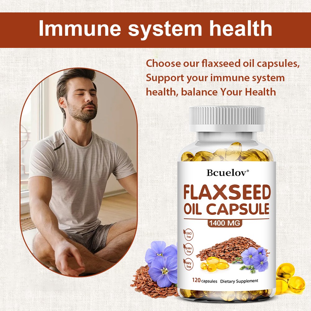 Flaxseed Oil Supplements Heart Health Enhance Immunity Improve Mood 120 Pills US
