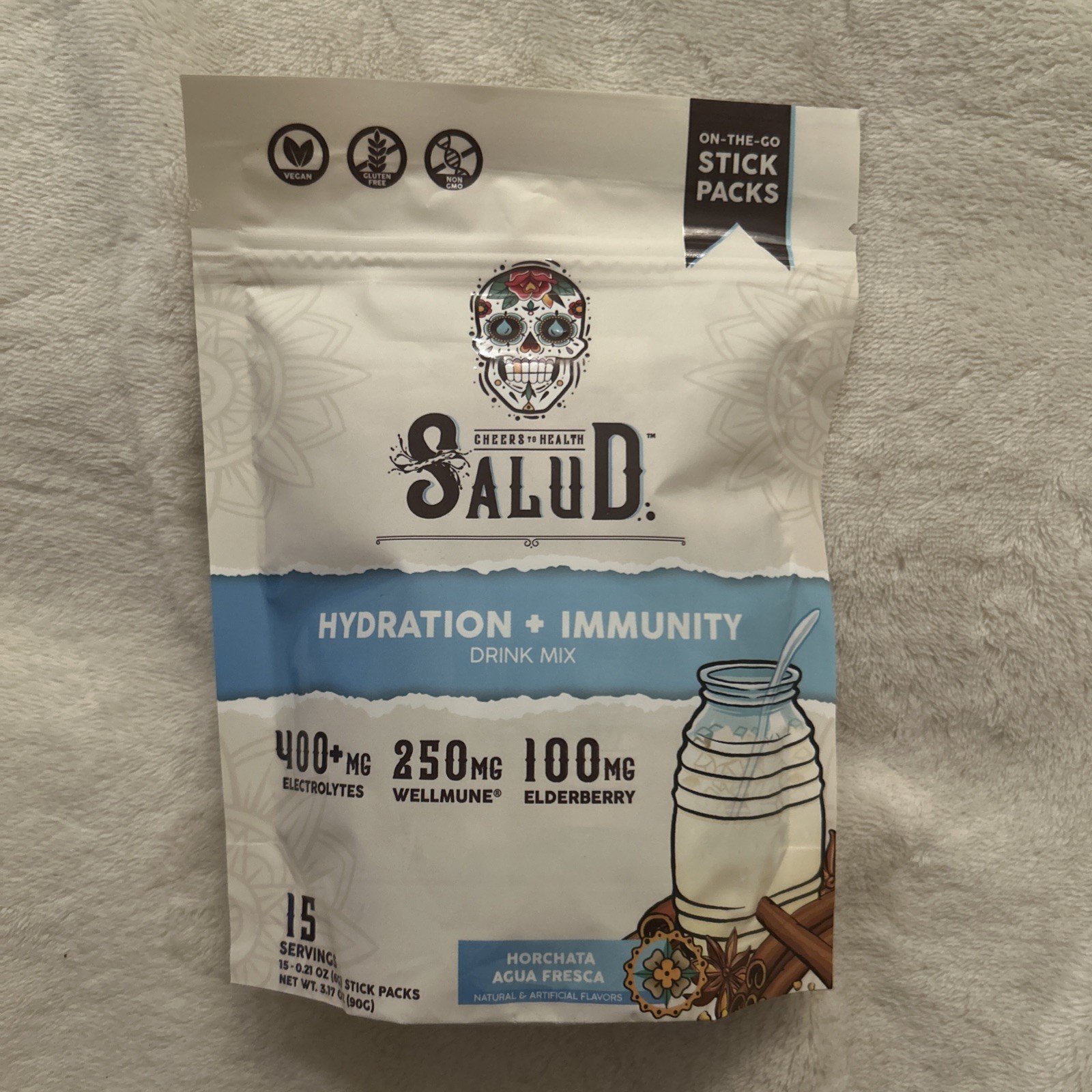 Taste Salud Hydration + Immunity Horchata Agua Fresca Drink Mix 15 Pcts Exp 8/27