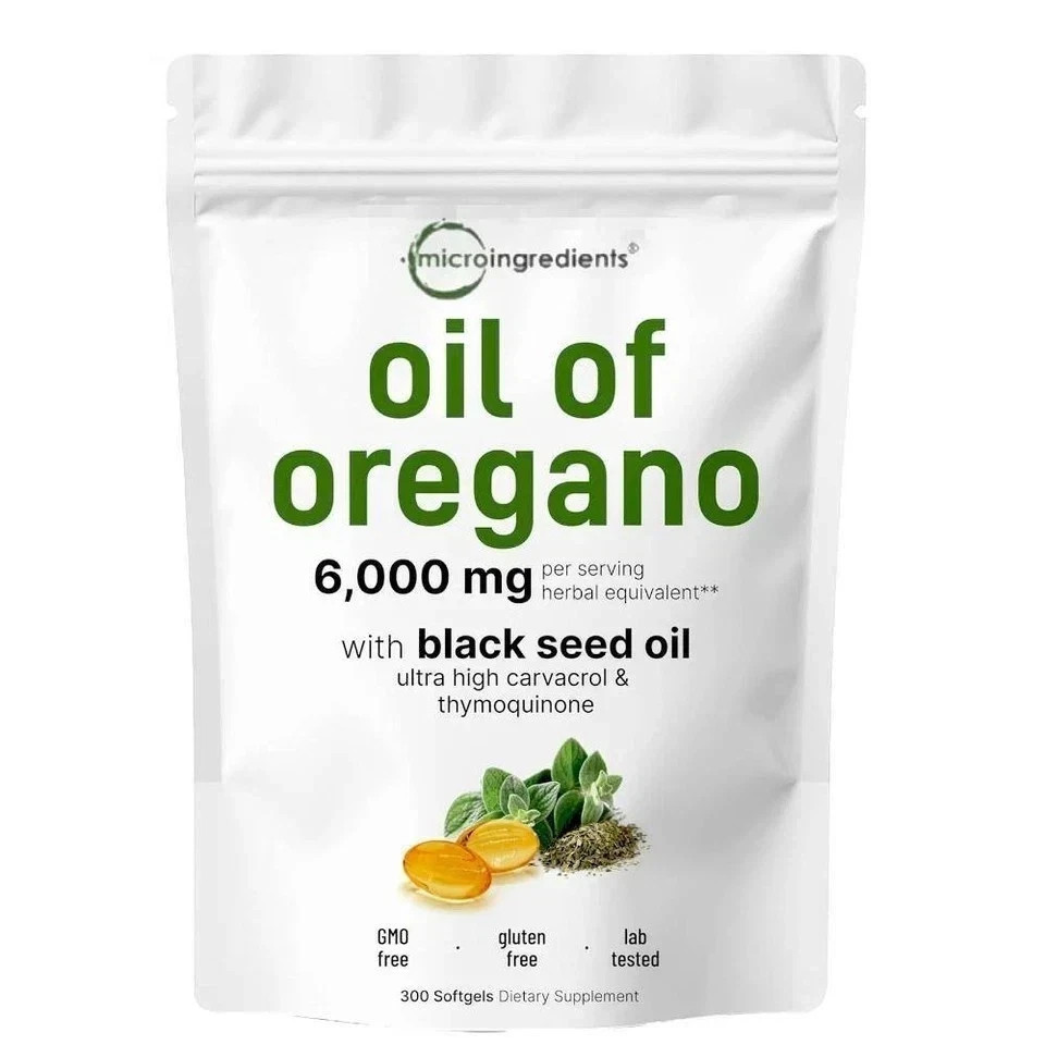 Oil of Oregano 300 Softgels with Black Seed Oil – 6000mg Oregano Oil Strength